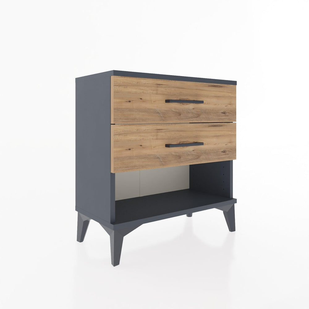 Woodntry Modular Nightstand Anthracite 60x30x52 cm with Drawers and Shelves CR2-2