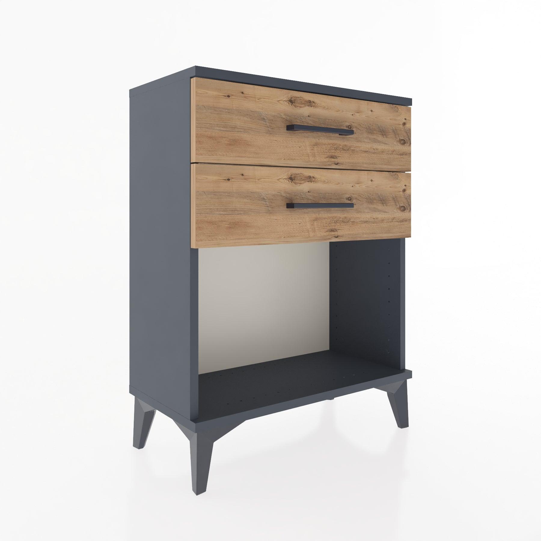 Woodntry Modular Nightstand Anthracite 60x30x68 cm with Drawers and Shelves CR2-2