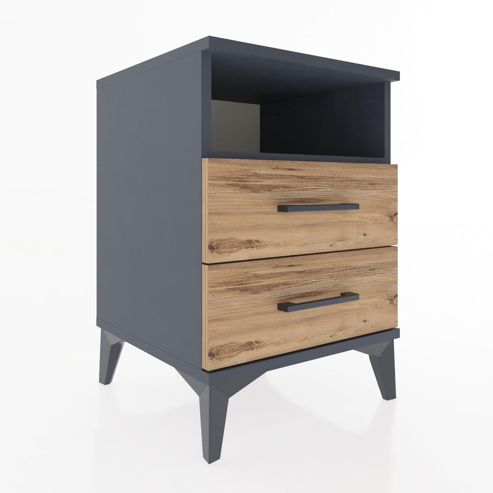 Woodntry Modular Nightstand Anthracite 44x44x52 cm with Drawers and Shelves CR2-2