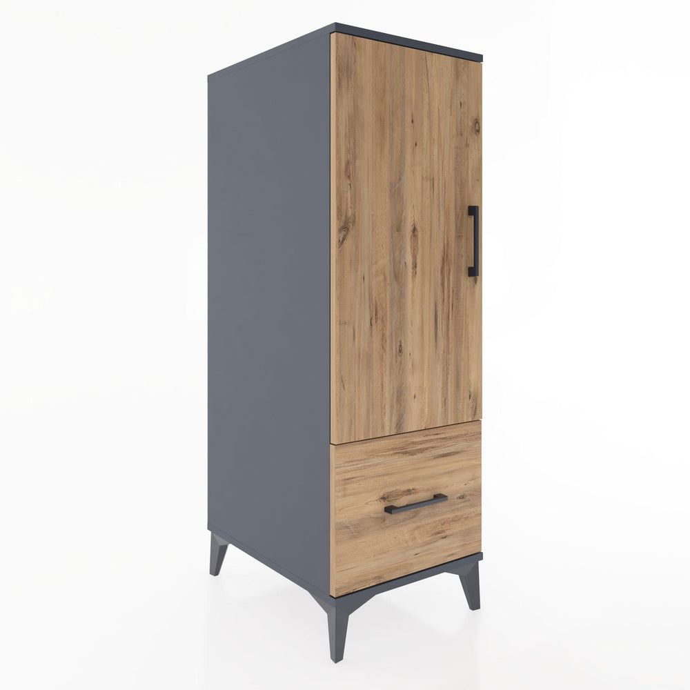 Woodntry Modüler Dolap Antrasit 44x59x122 cm Kapaklı ve Çekmeceli KC2-2