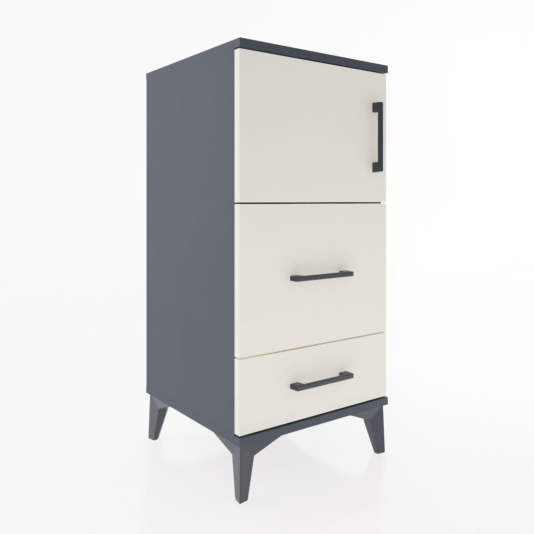 Woodntry Modular Nightstand Anthracite 44x44x84 cm with Cover and Drawer KC46-2