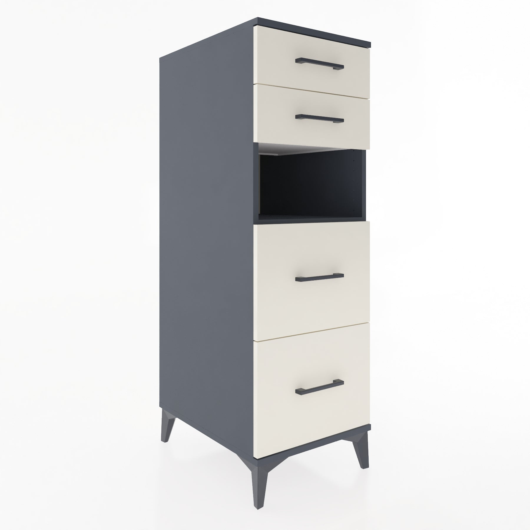 Woodntry Modular Cabinet Anthracite 44x59x122 cm with Drawers and Shelves CR102-2