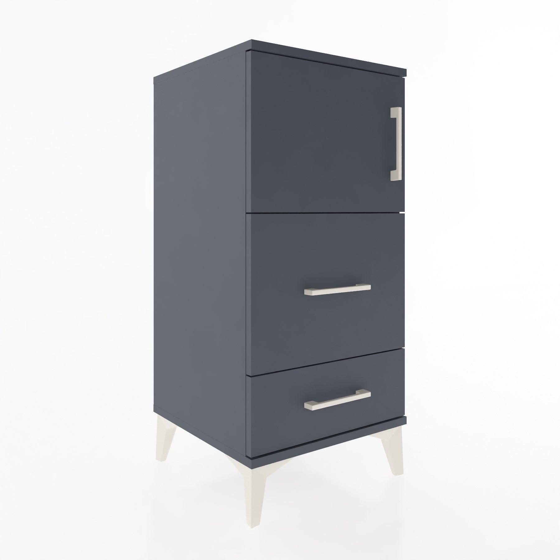Woodntry Modular Nightstand Anthracite 44x44x84 cm with Cover and Drawer KC46-2