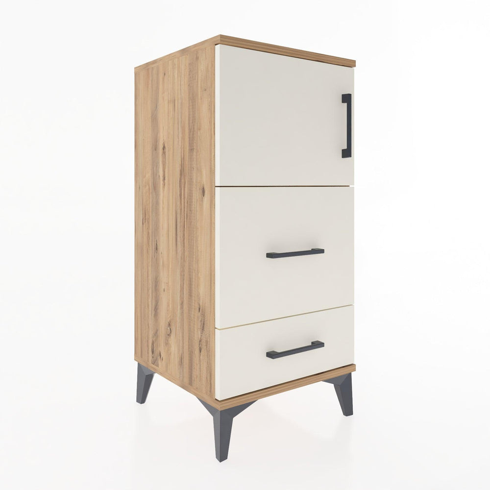 Woodntry Modular Nightstand Pine 44x44x84 cm with Cover and Drawer KC46-3