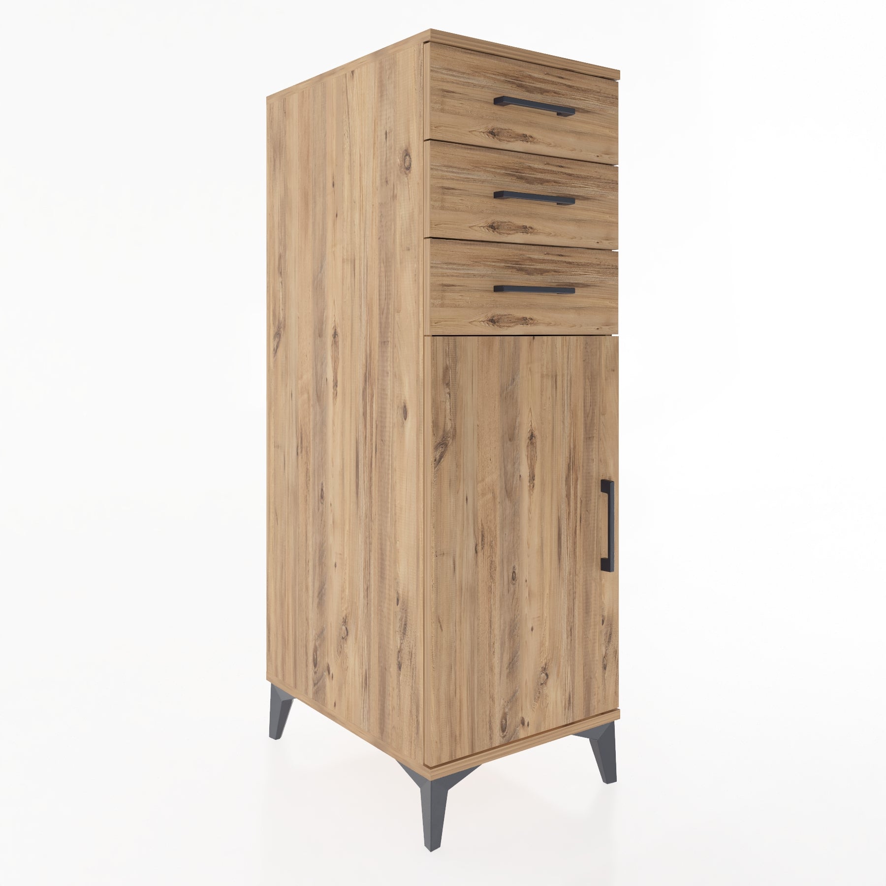 Woodntry Modüler Dolap Çam 44x59x122 cm Kapaklı ve Çekmeceli KC52-3