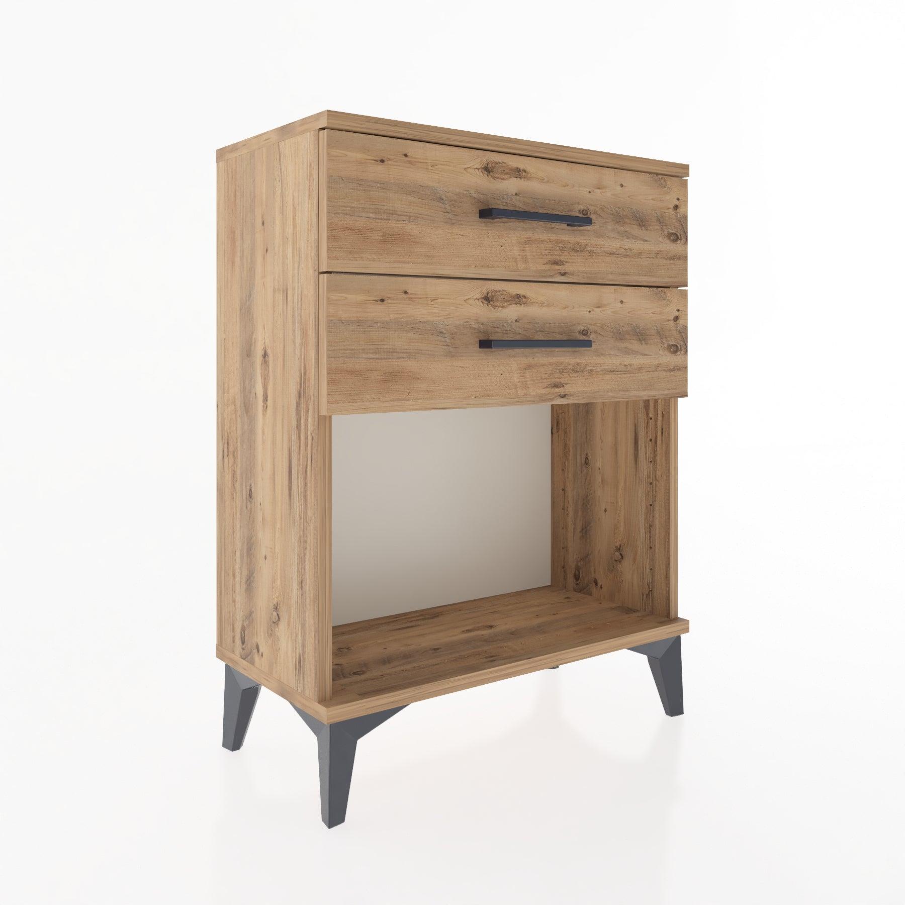 Woodntry Modular Nightstand Pine 60x30x68 cm with Drawers and Shelves CR2-3