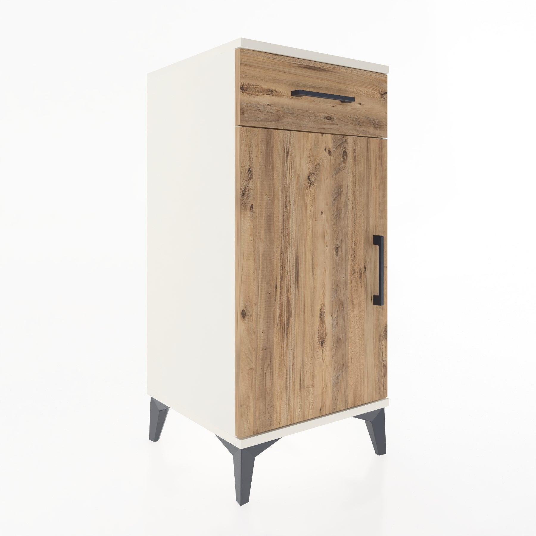 Woodntry Modular Nightstand Moonstone 44x44x84 cm with Cover and Drawer KC25-1