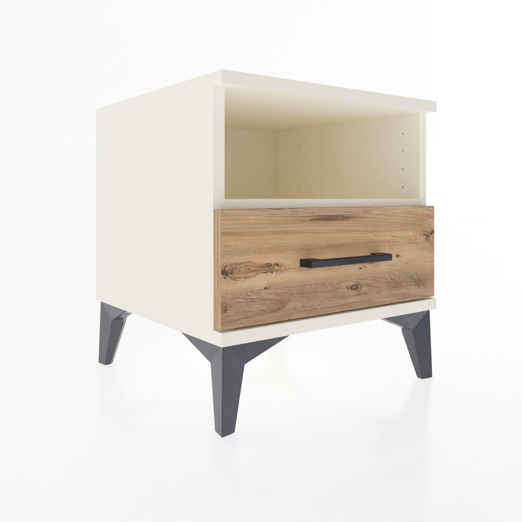 Woodntry Modular Nightstand Moonstone 44x44x36 cm with Drawer and Shelf CR3-1