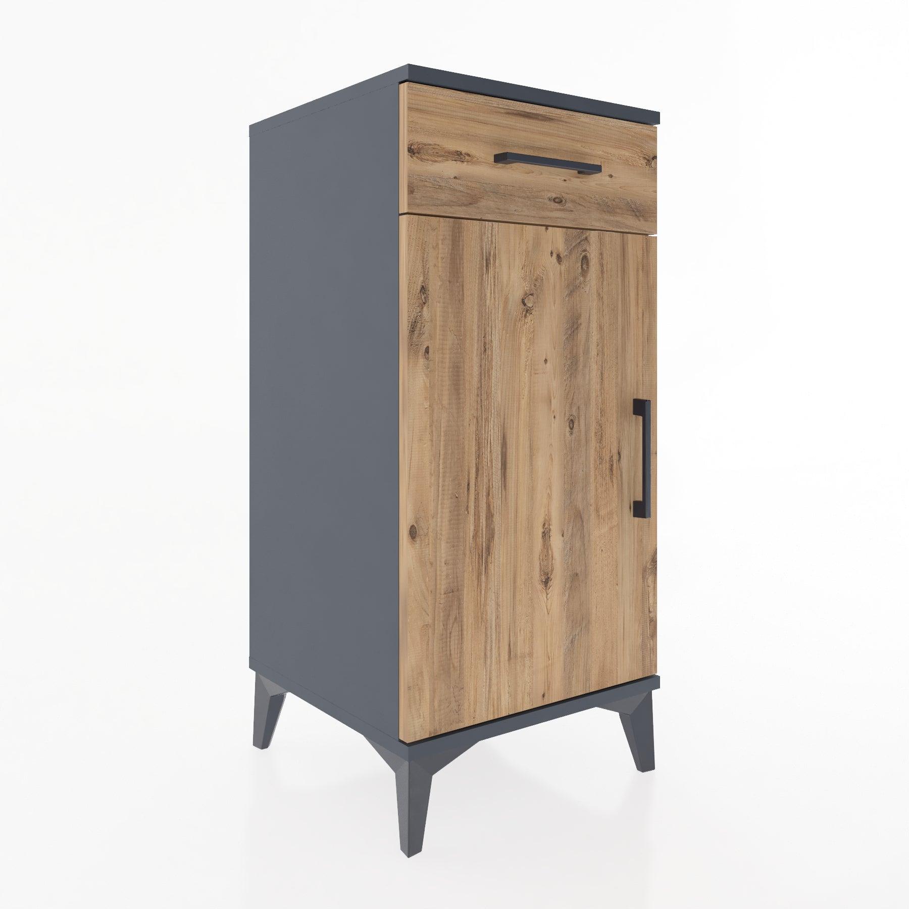 Woodntry Modular Nightstand Anthracite 44x44x84 cm with Cover and Drawer KC25-2