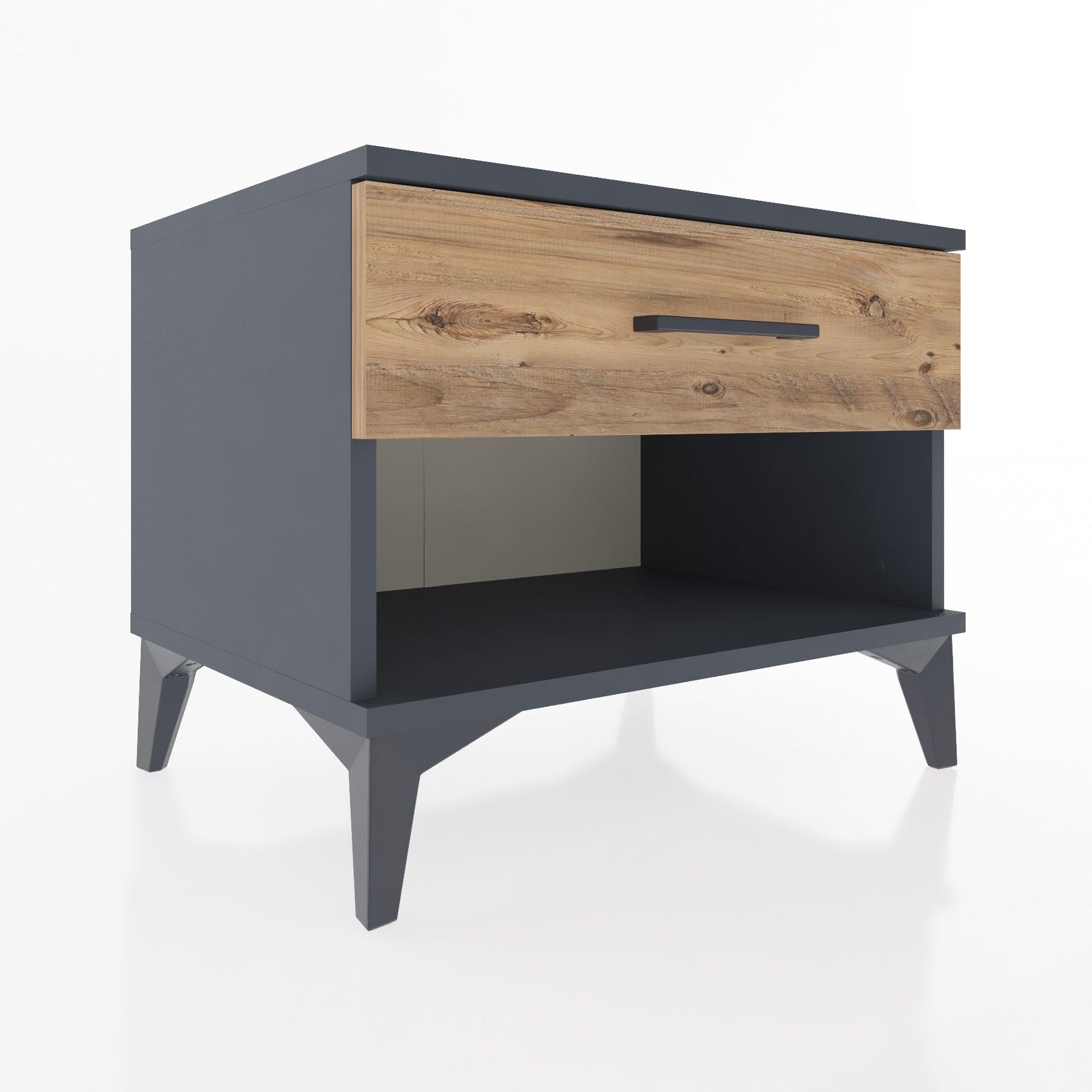 Woodntry Modular Nightstand Anthracite 60x44x68 cm with Drawers and Shelves CR3-2