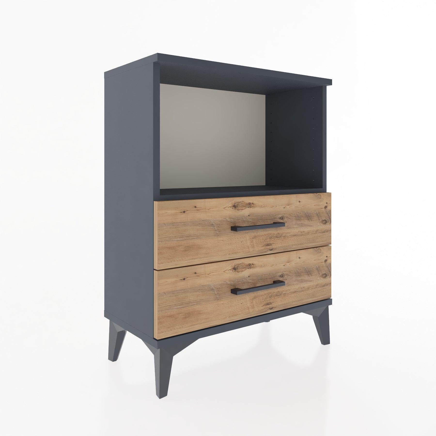 Woodntry Modular Nightstand Anthracite 60x30x68 cm with Drawers and Shelves CR3-2