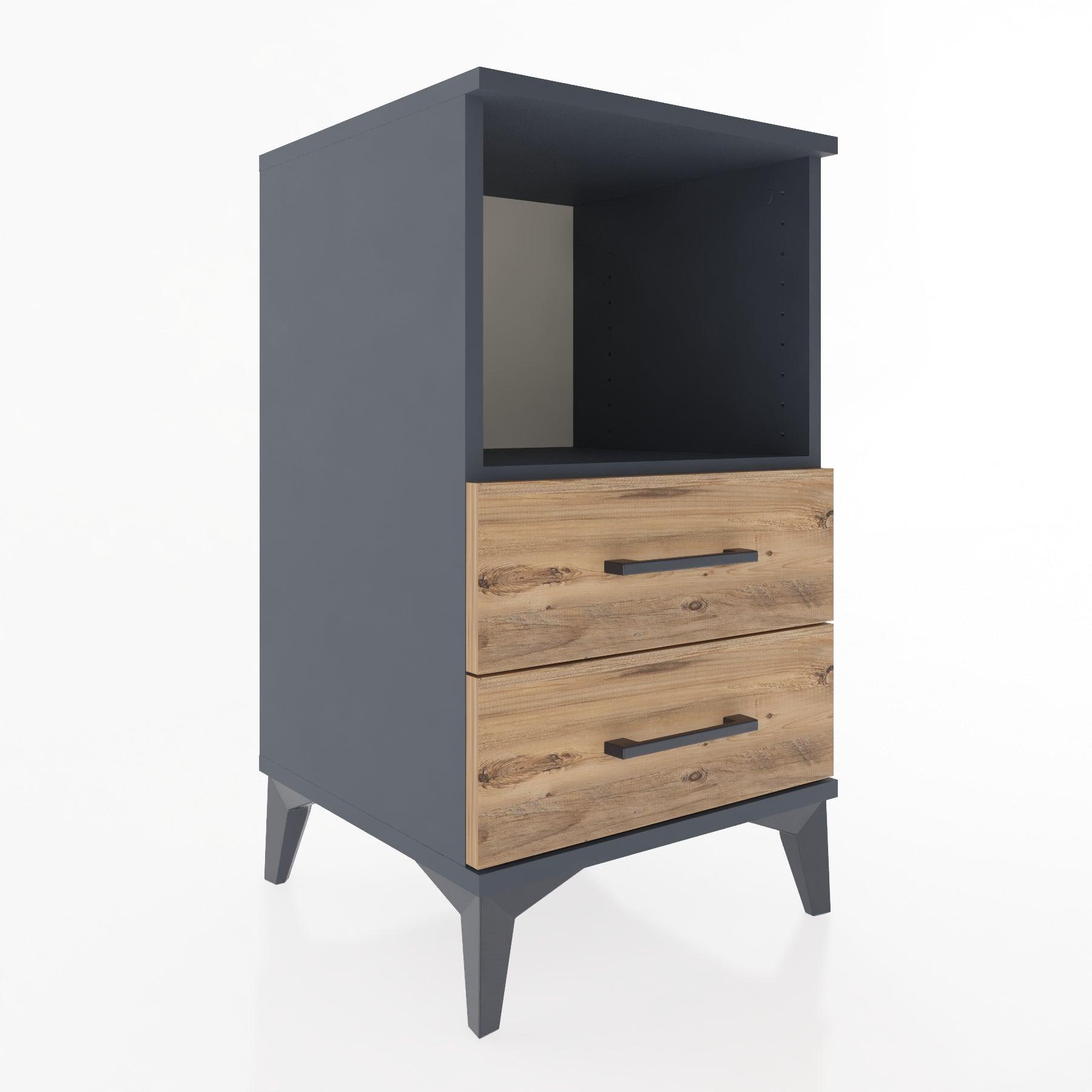 Woodntry Modular Nightstand Anthracite 44x44x68 cm with Drawers and Shelves CR3-2