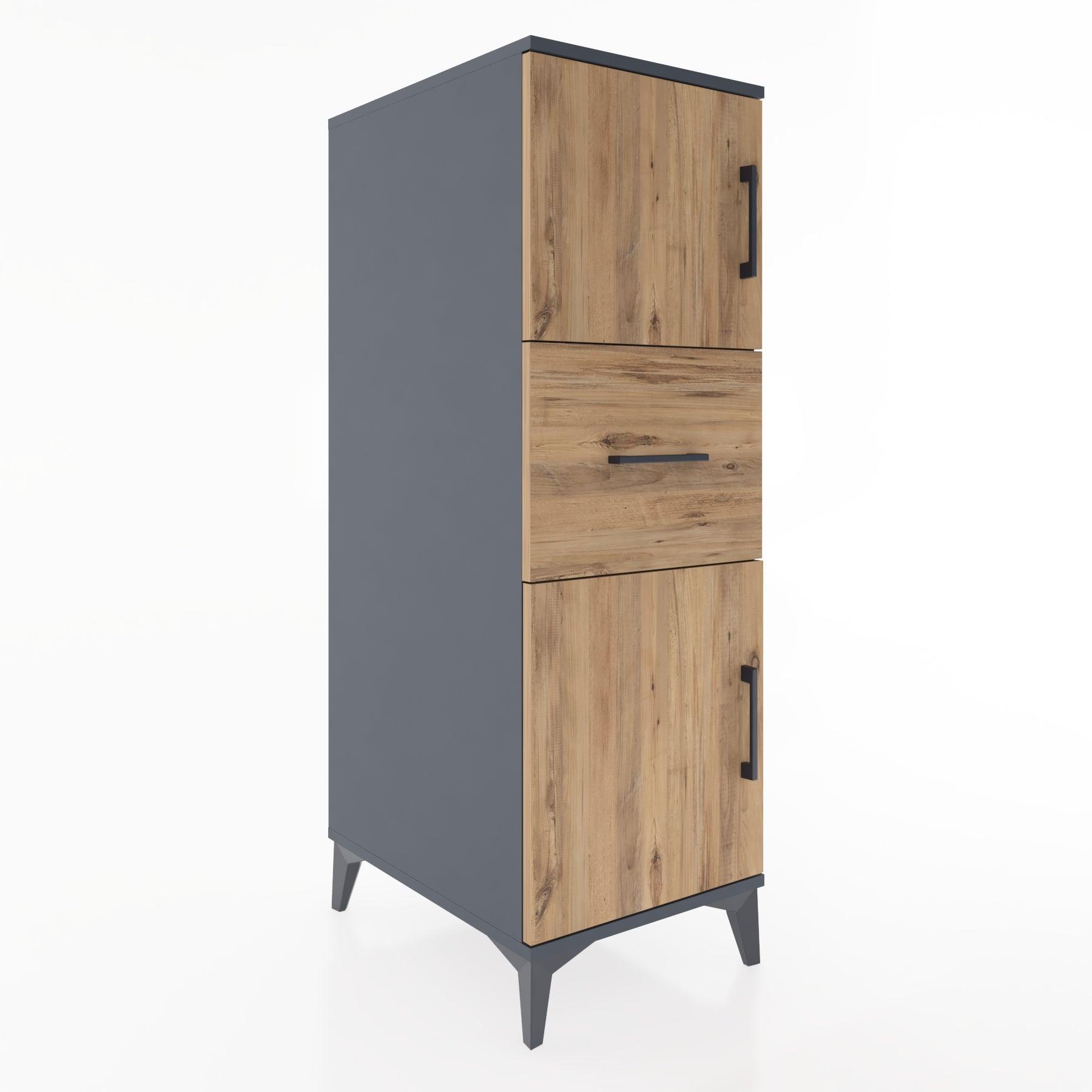 Woodntry Modular Cabinet Anthracite 44x30x122 cm with Doors and Drawers KC3-2