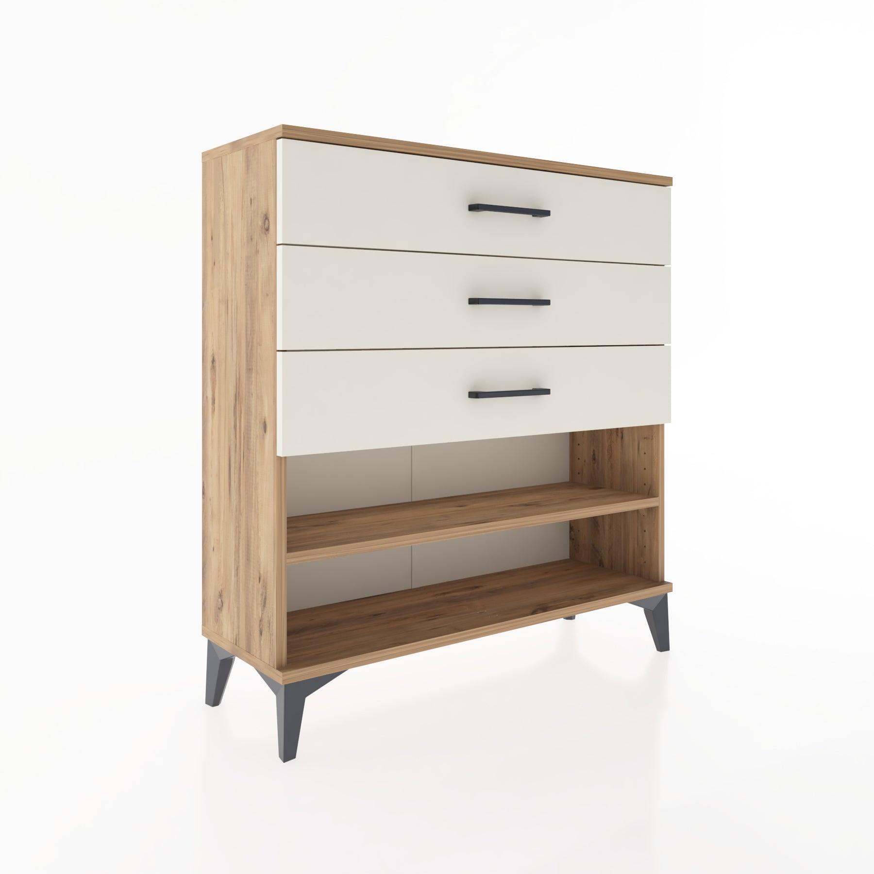 Woodntry Modular Dresser Pine 88x30x84 cm with Drawers and Shelves CR3-3