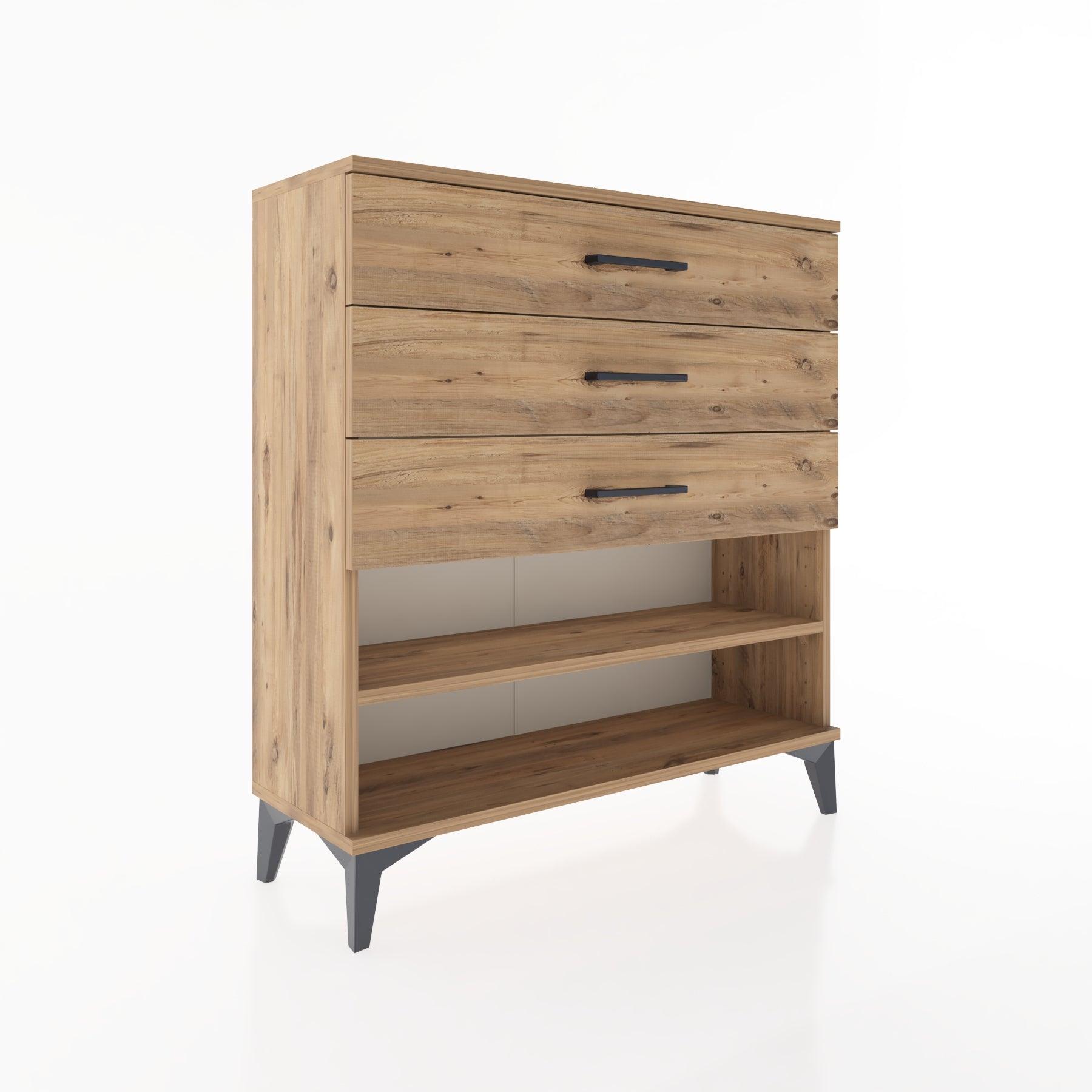 Woodntry Modular Dresser Pine 88x30x84 cm with Drawers and Shelves CR3-3