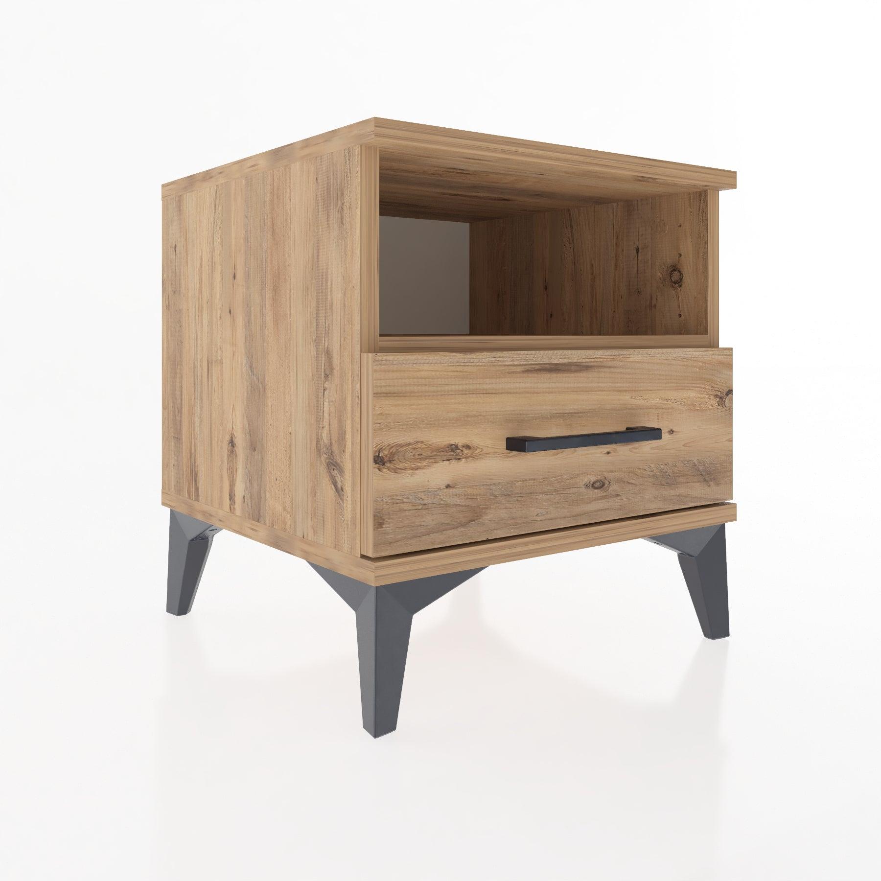 Woodntry Modular Nightstand Pine 44x44x36 cm with Drawers and Shelves CR3-3