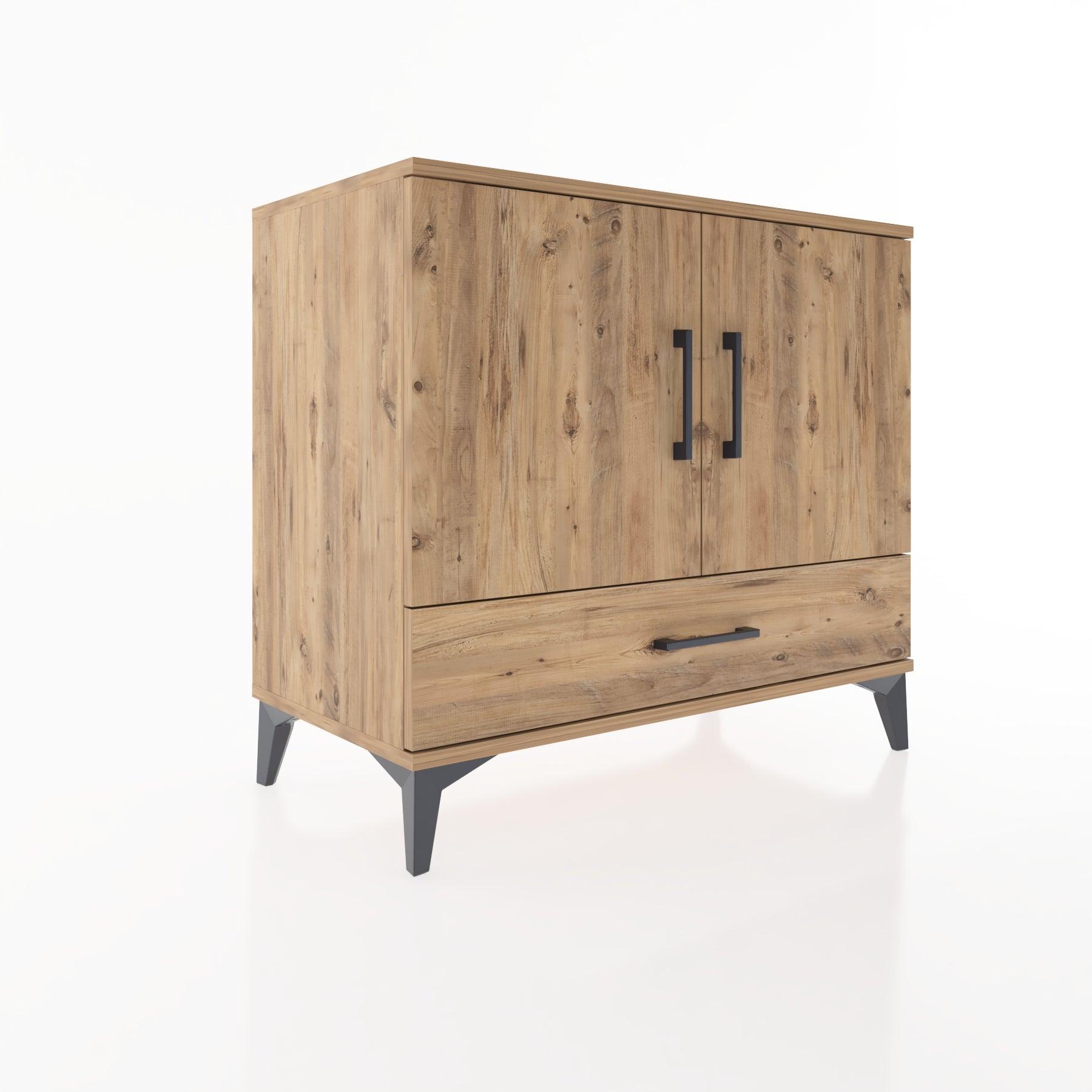 Woodntry Modüler Şifonyer Çam 88x44x68 cm Kapaklı ve Çekmeceli KC3-3