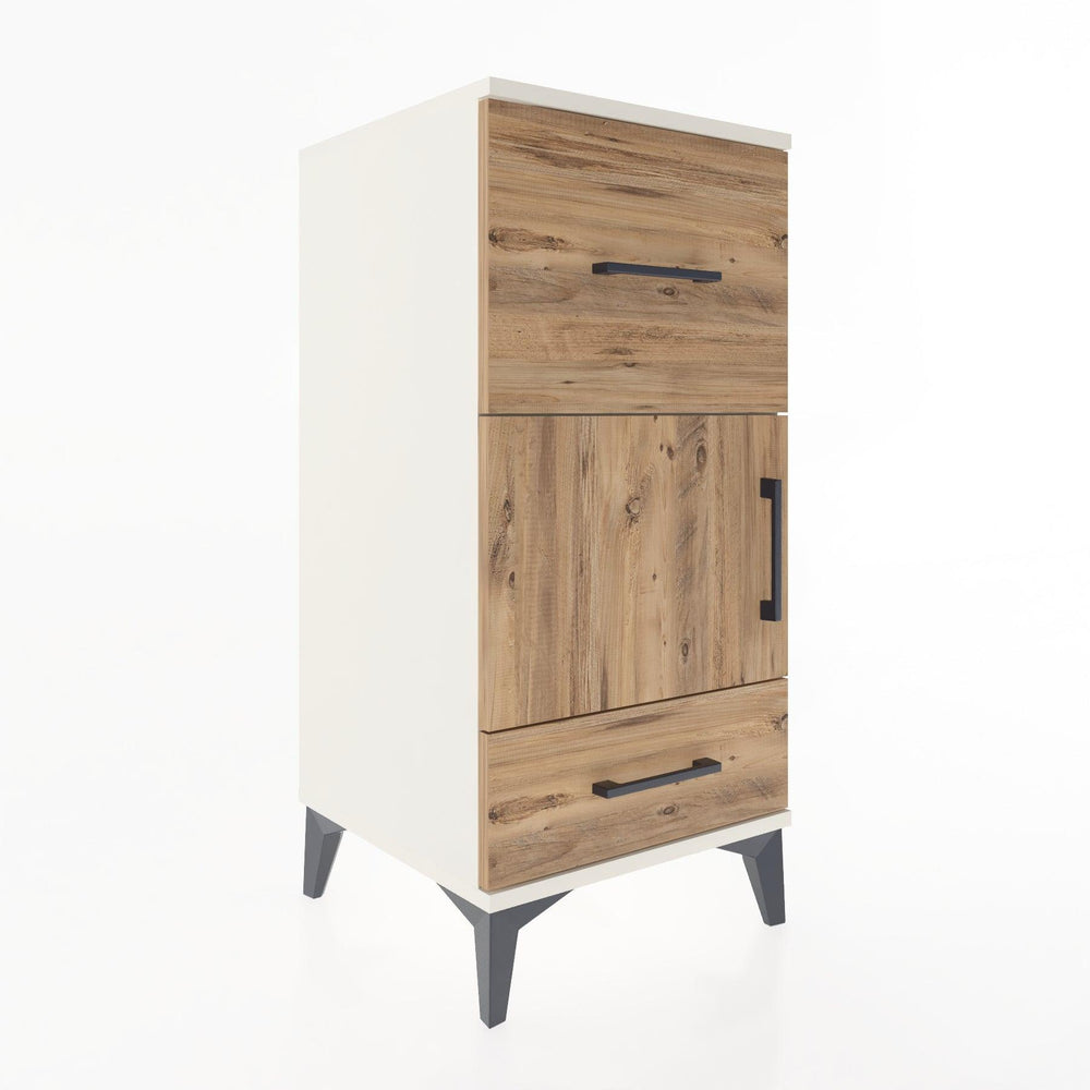 Woodntry Modüler Komodin Aytaşı 44x44x84 cm Kapaklı ve Çekmeceli KC48-1