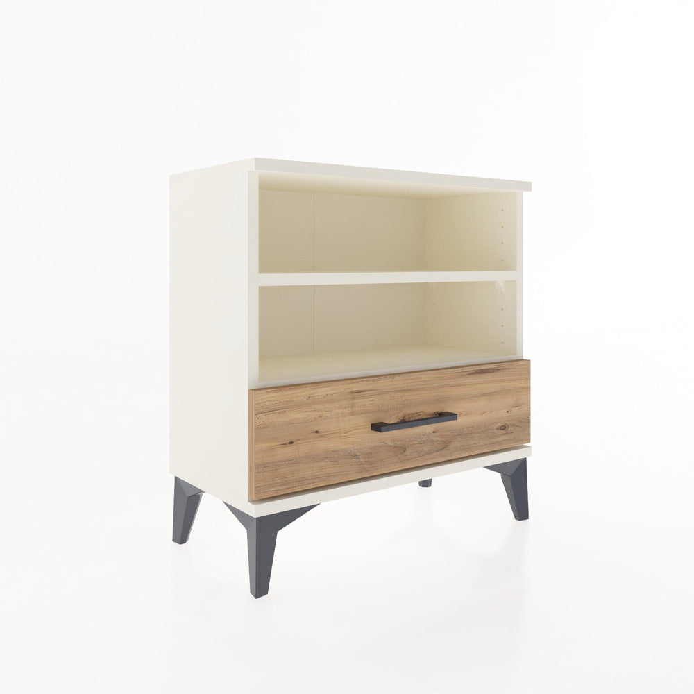 Woodntry Modular Nightstand Moonstone 60x30x52 cm with Drawer and Shelf CR4-1