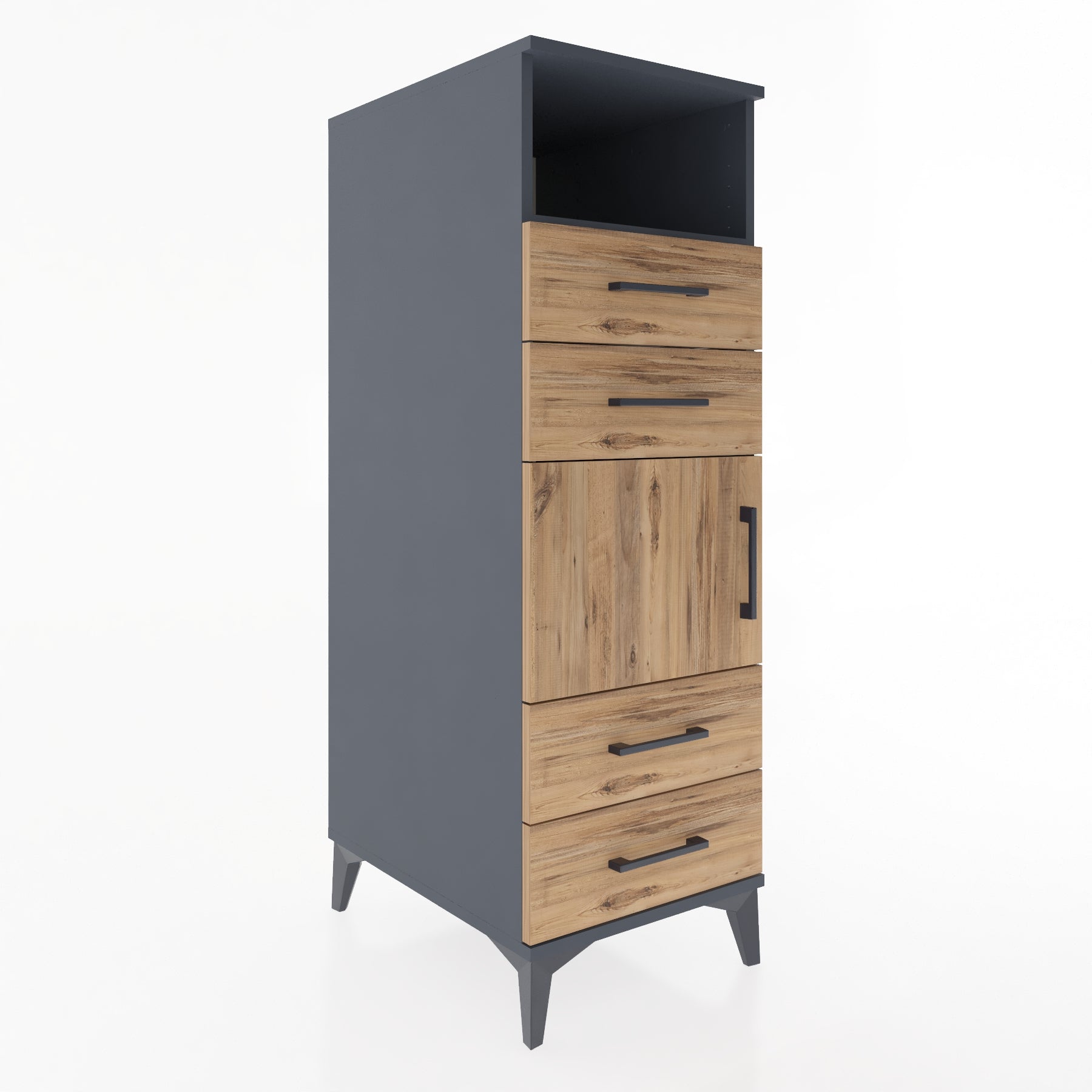 Woodntry Modüler Dolap Antrasit 44x59x122 cm Fonksiyonel F54-2