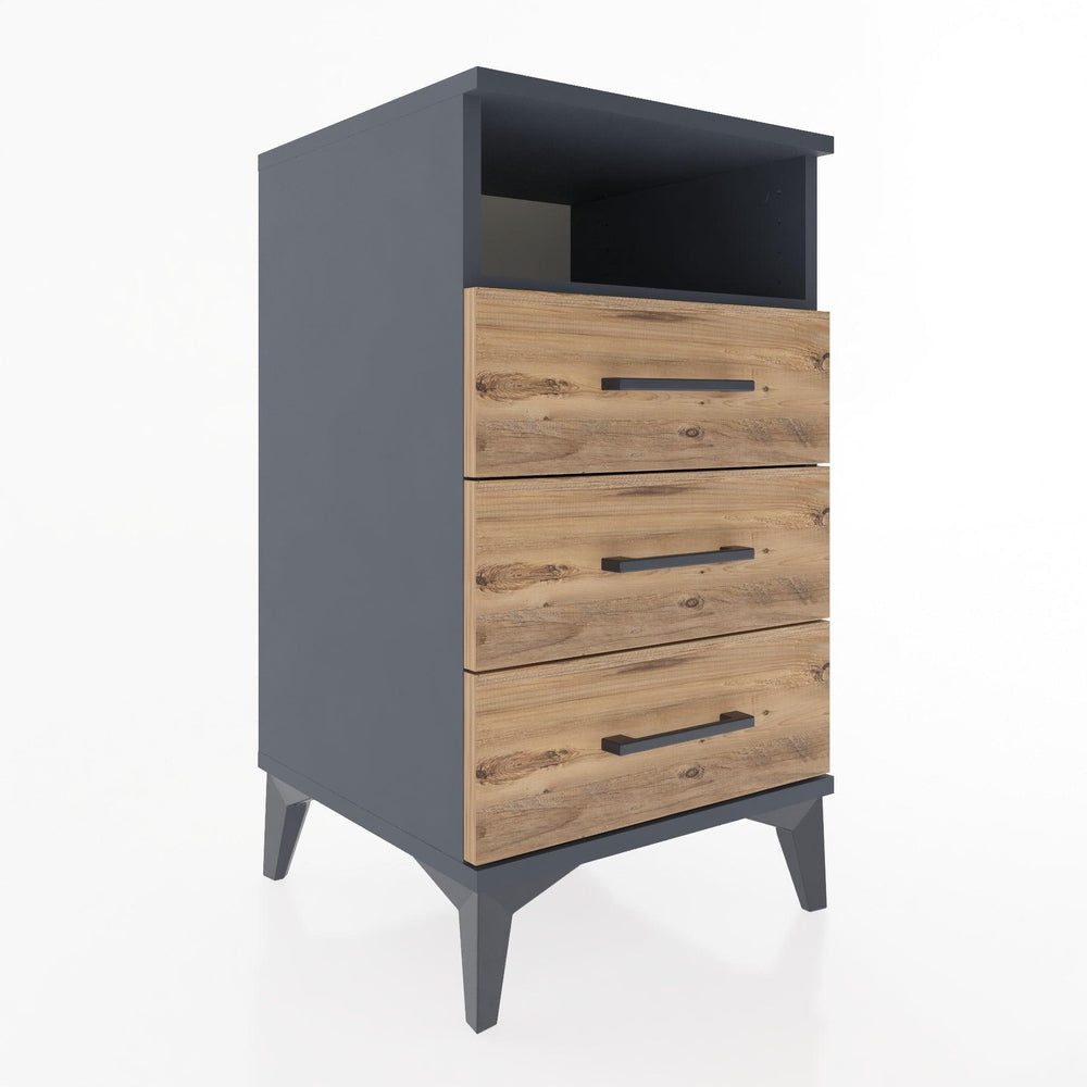 Woodntry Modular Nightstand Anthracite 44x44x68 cm with Drawers and Shelves CR4-2