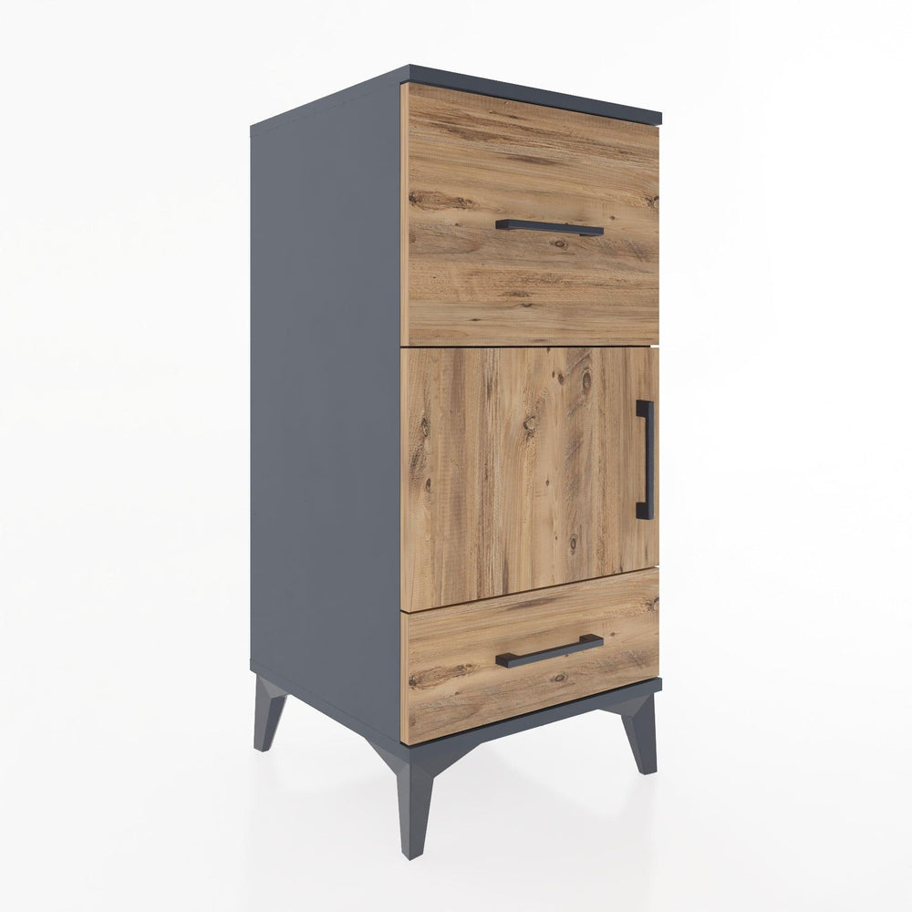 Woodntry Modüler Komodin Antrasit 44x44x84 cm Kapaklı ve Çekmeceli KC48-2