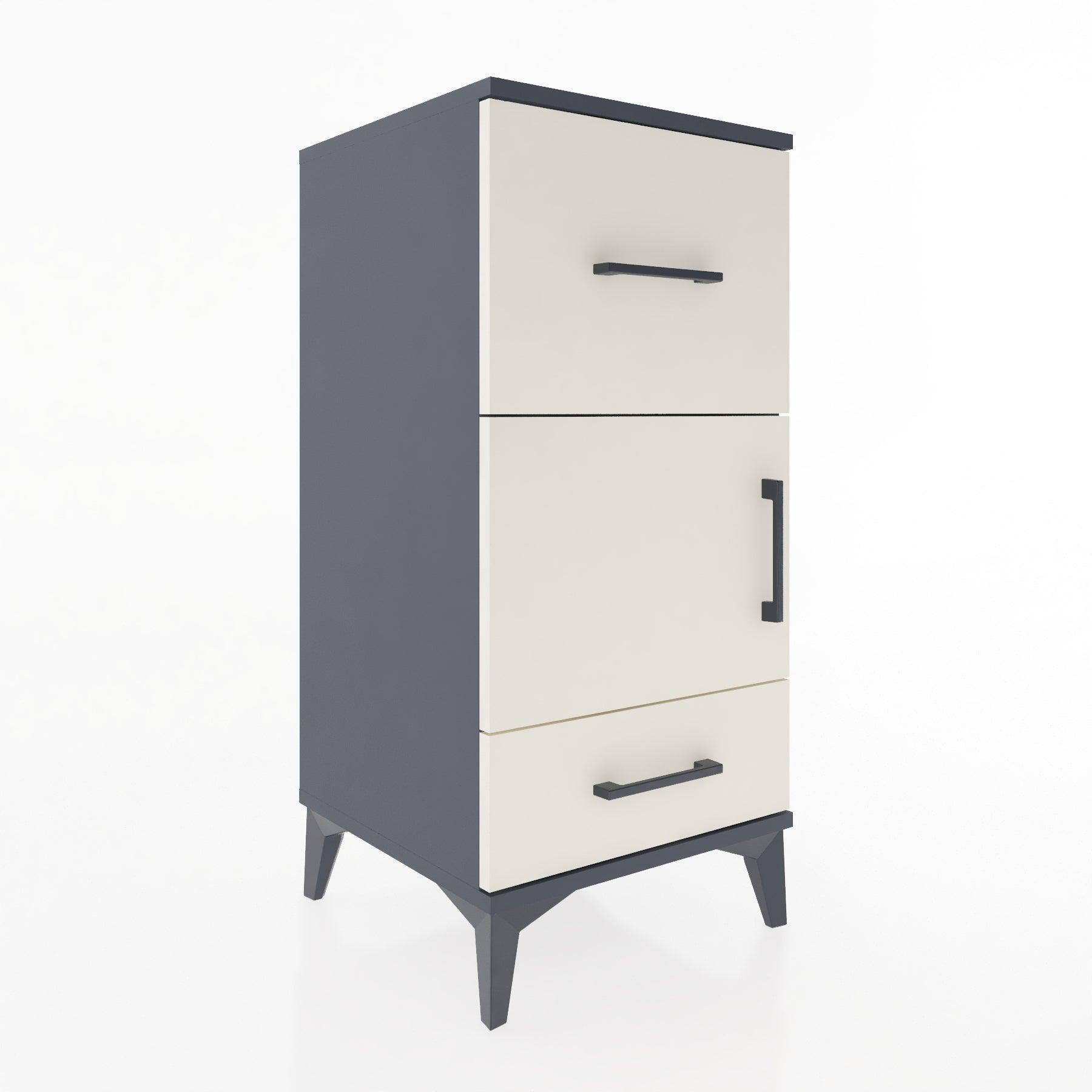 Woodntry Modular Nightstand Anthracite 44x44x84 cm with Cover and Drawer KC48-2