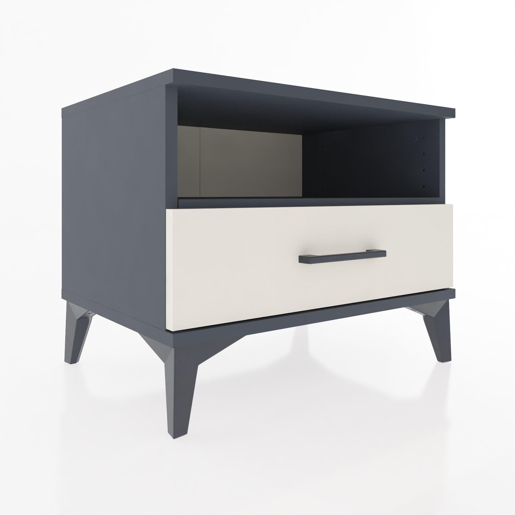 Woodntry Modular Nightstand Anthracite 60x44x68 cm with Drawer and Shelf CR4-2
