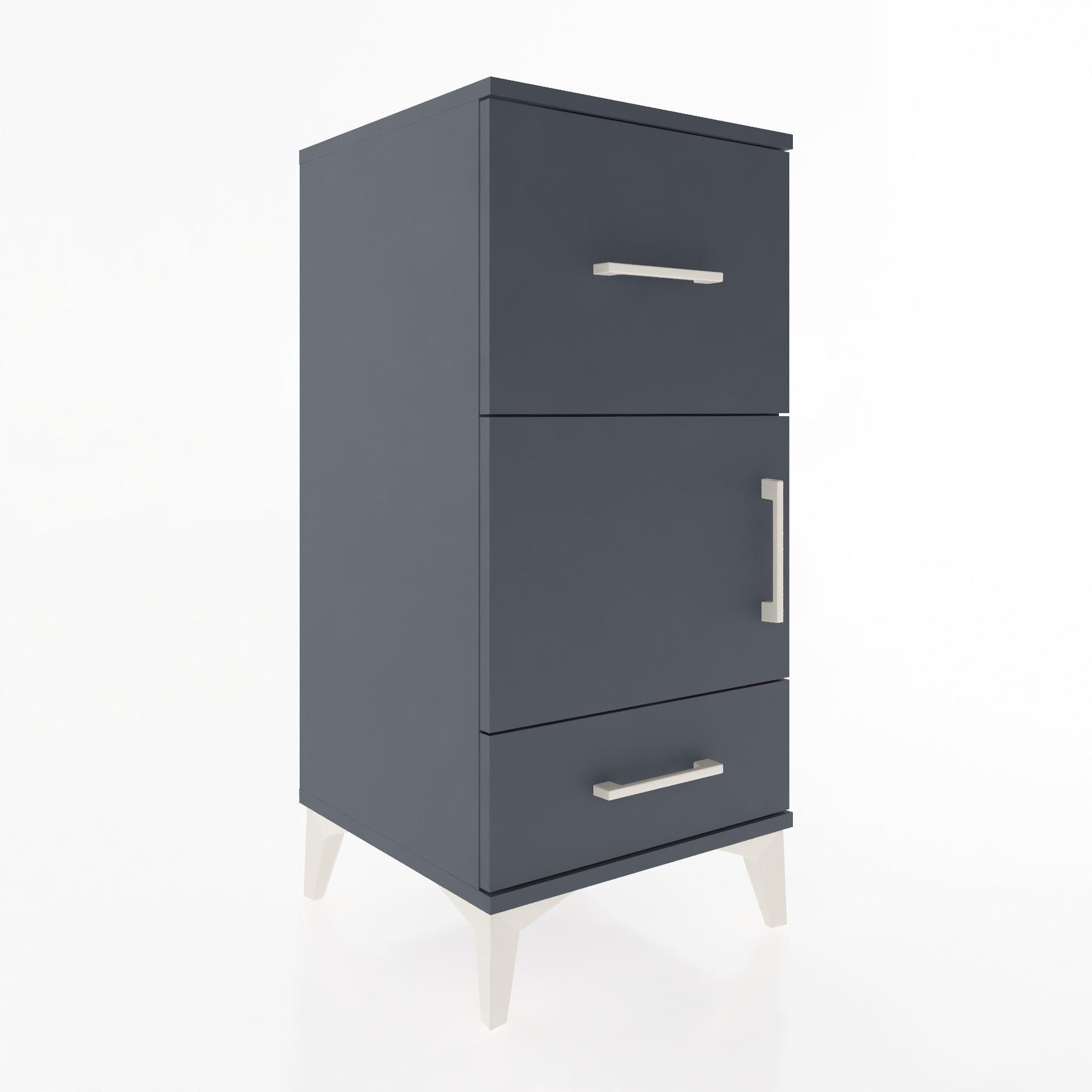 Woodntry Modular Nightstand Anthracite 44x44x84 cm with Cover and Drawer KC48-2