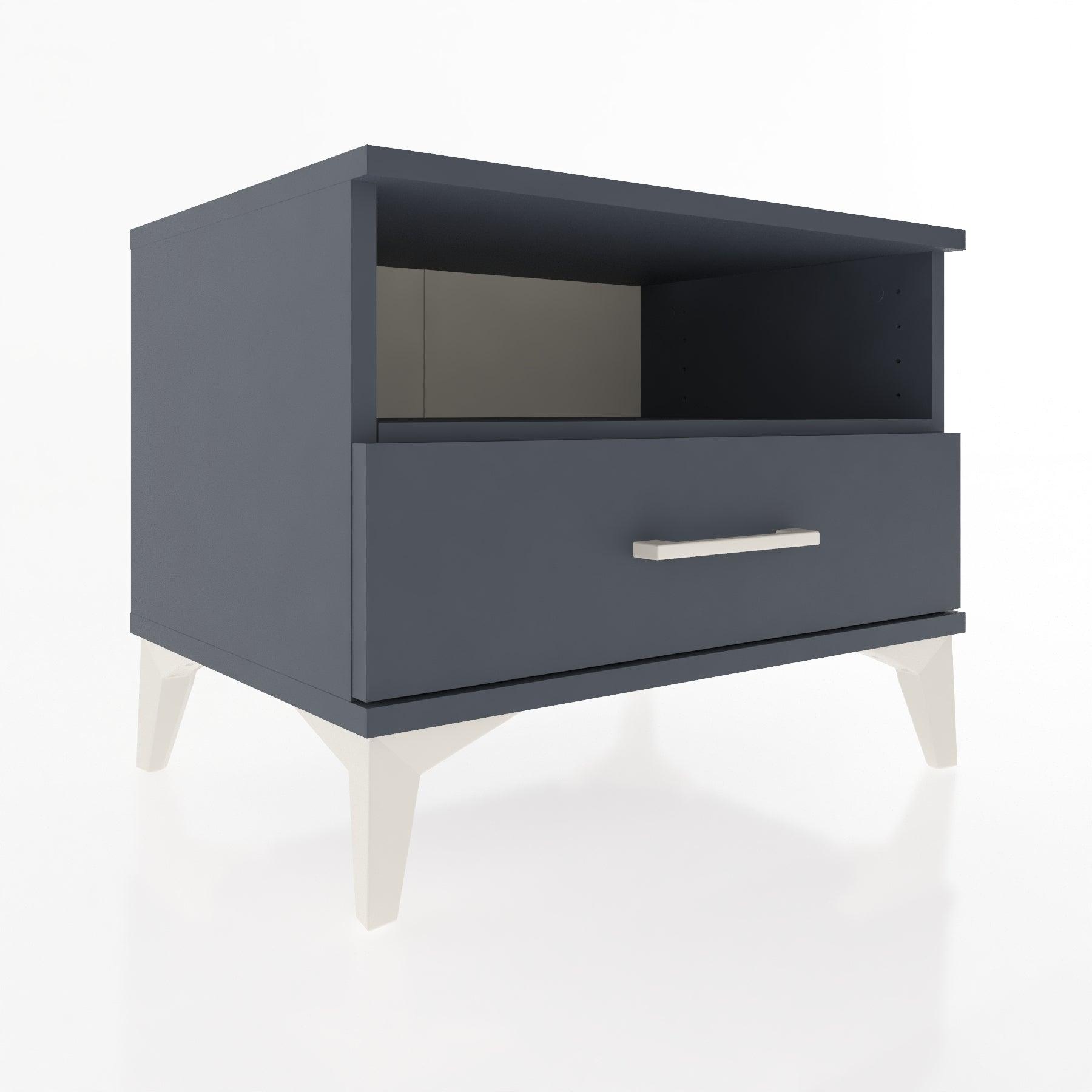 Woodntry Modular Nightstand Anthracite 60x44x68 cm with Drawer and Shelf CR4-2