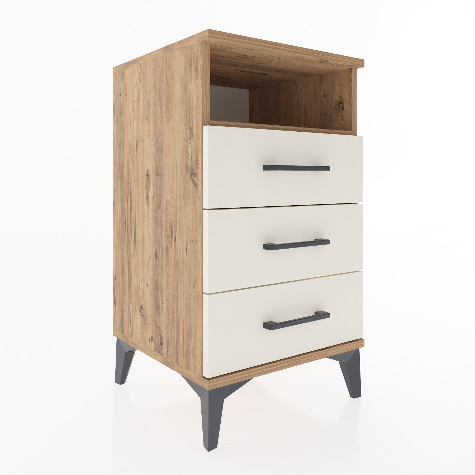 Woodntry Modular Nightstand Pine 44x44x68 cm with Drawers and Shelves CR4-3