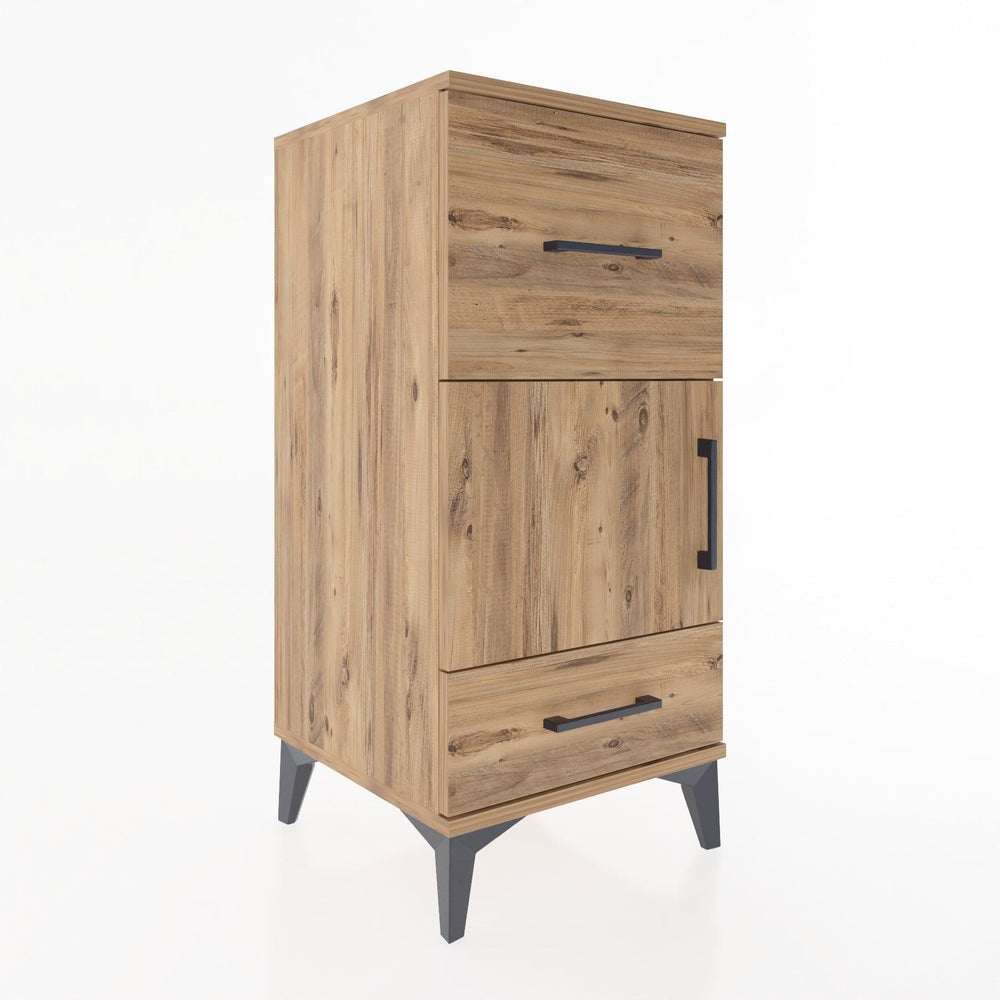 Woodntry Modular Nightstand Pine 44x44x84 cm with Cover and Drawer KC48-3