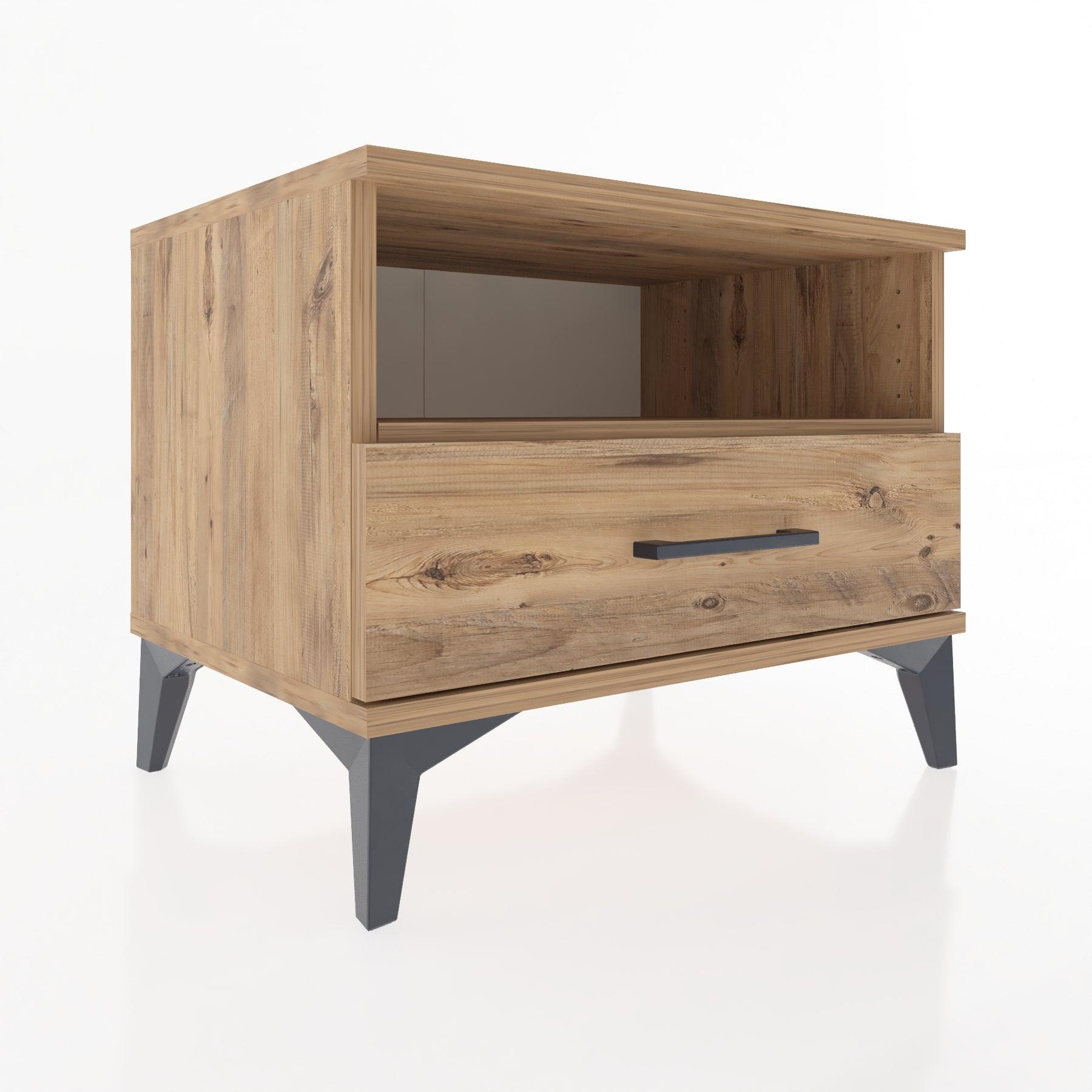 Woodntry Modular Nightstand Pine 60x44x68 cm with Drawers and Shelves CR4-3