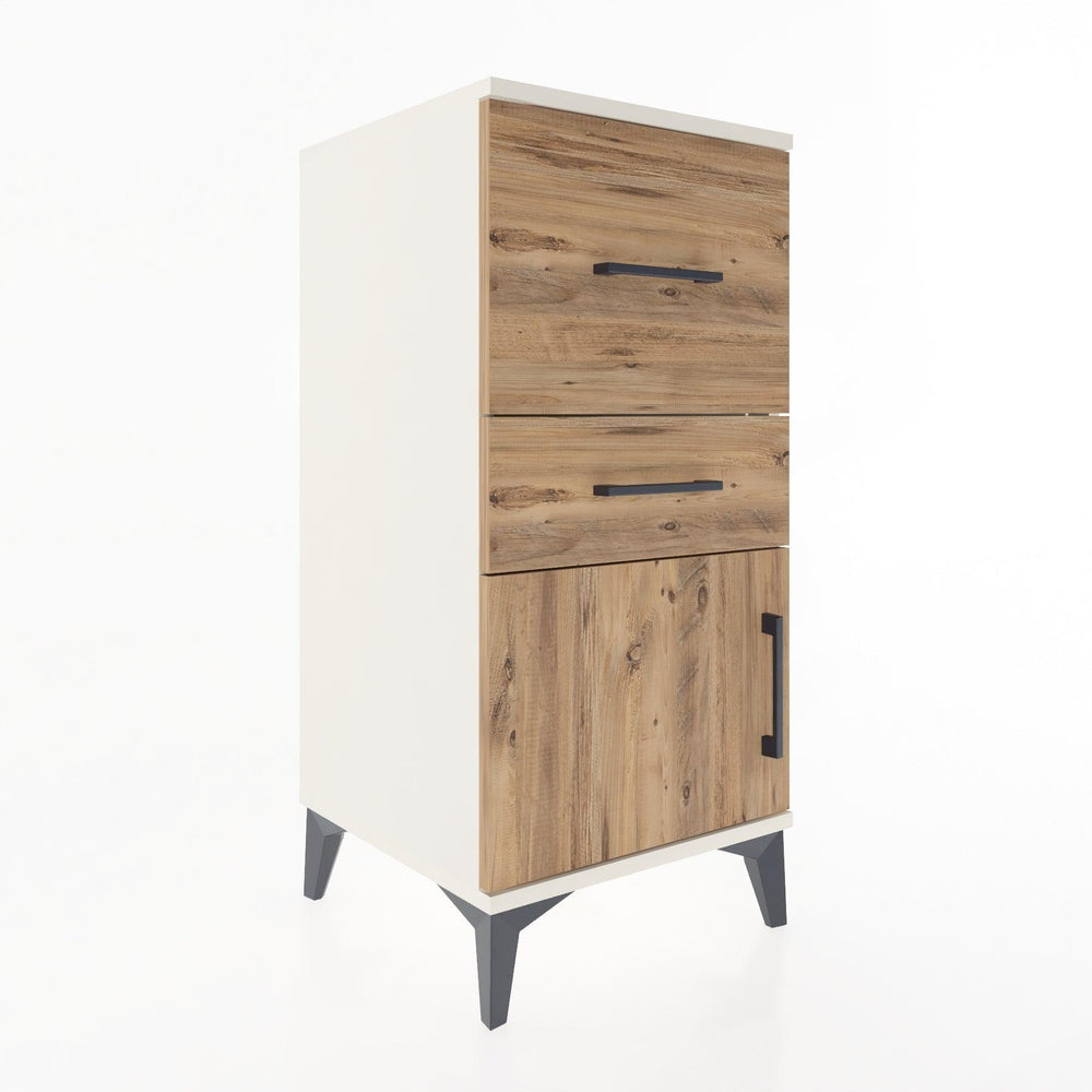 Woodntry Modular Nightstand Moonstone 44x44x84 cm with Cover and Drawer KC49-1