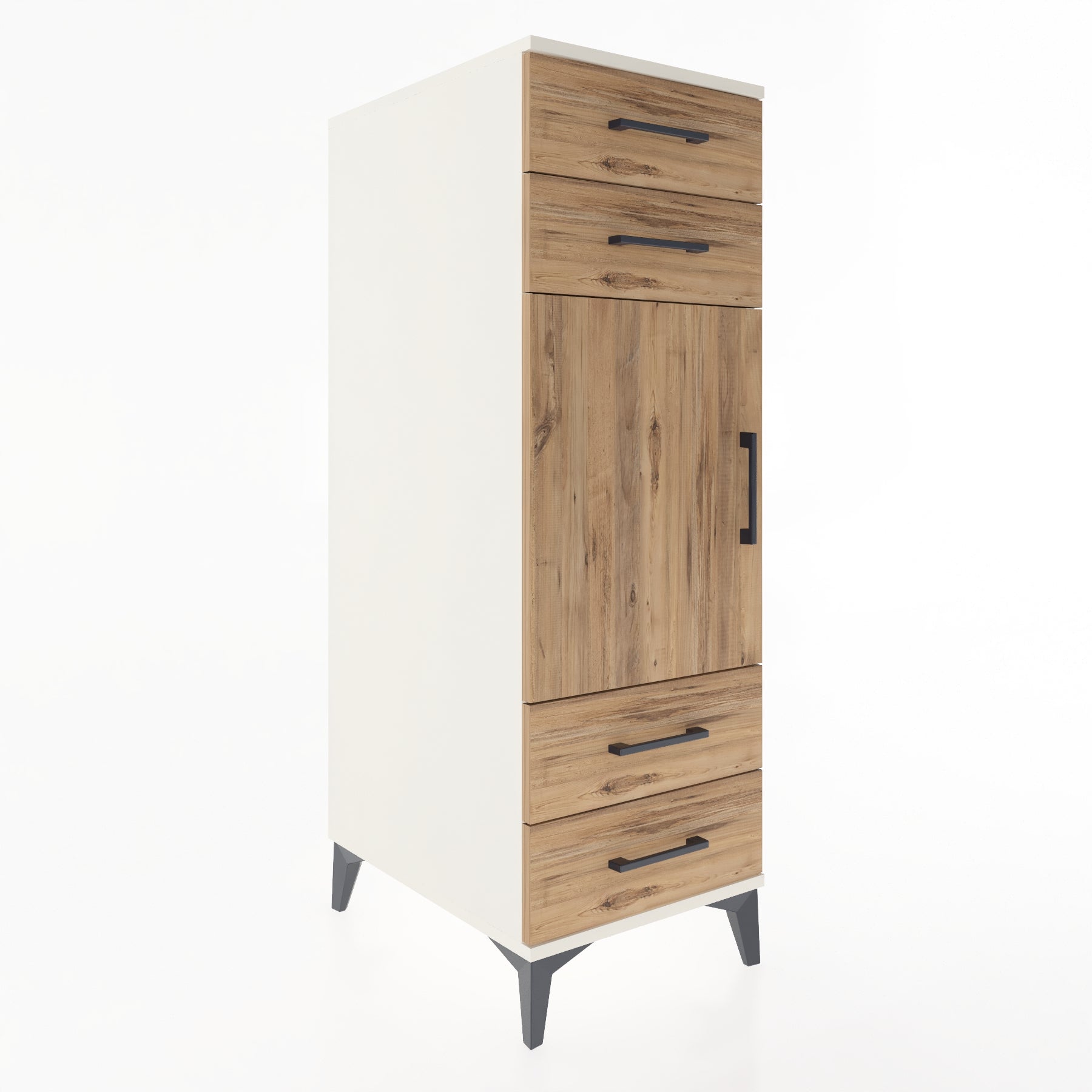 Woodntry Modular Cabinet Moonstone 44x59x122 cm with Doors and Drawers KC55-1