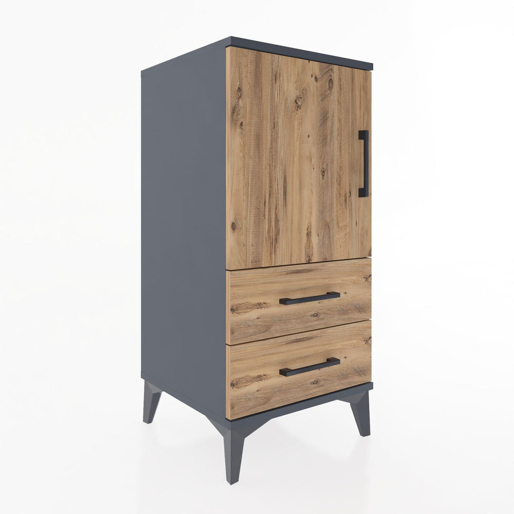 Woodntry Modular Nightstand Anthracite 44x44x84 cm with Cover and Drawer KC27-2