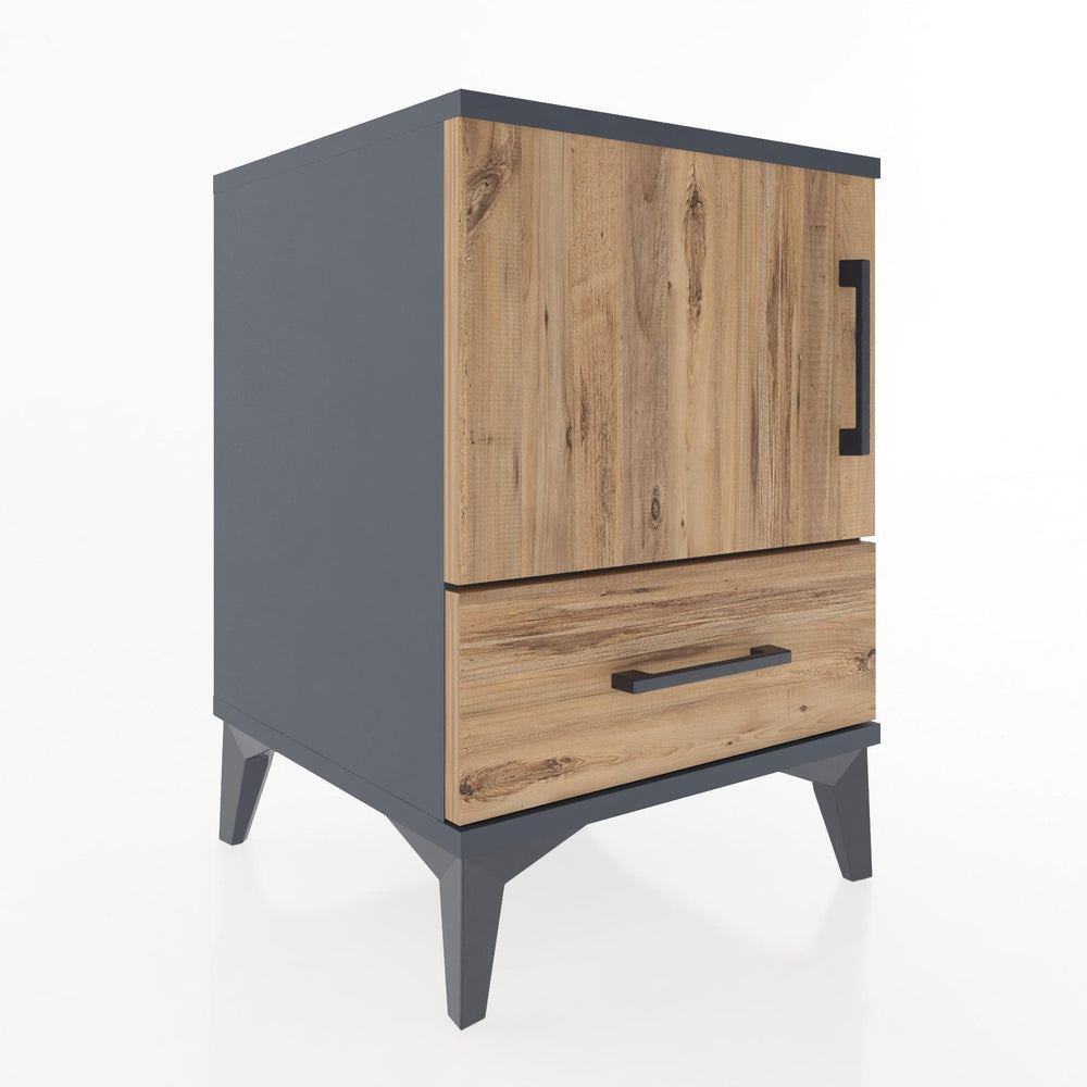 Woodntry Modular Nightstand Anthracite 44x44x52 cm with Cover and Drawer KC5-2