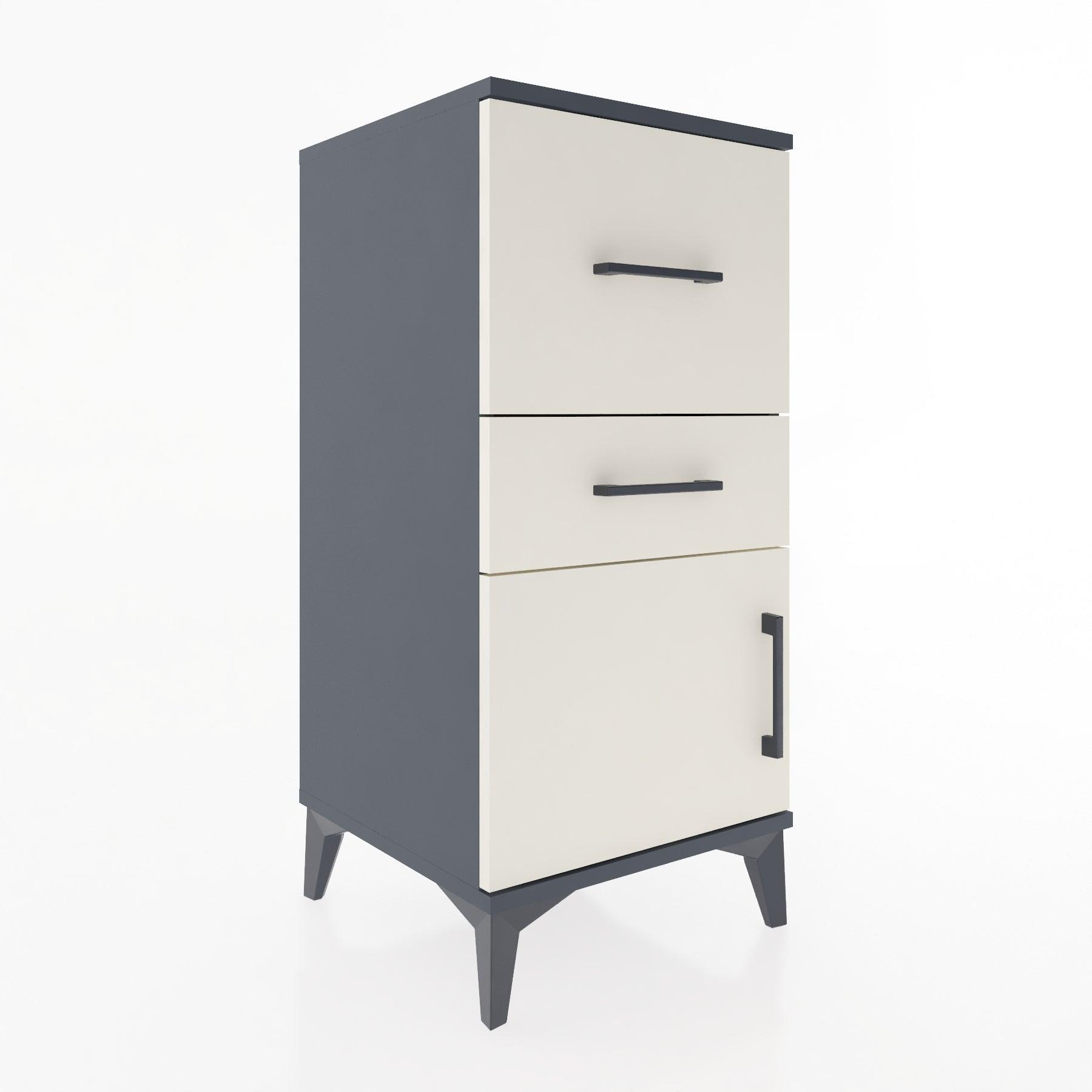 Woodntry Modular Nightstand Anthracite 44x44x84 cm with Cover and Drawer KC49-2