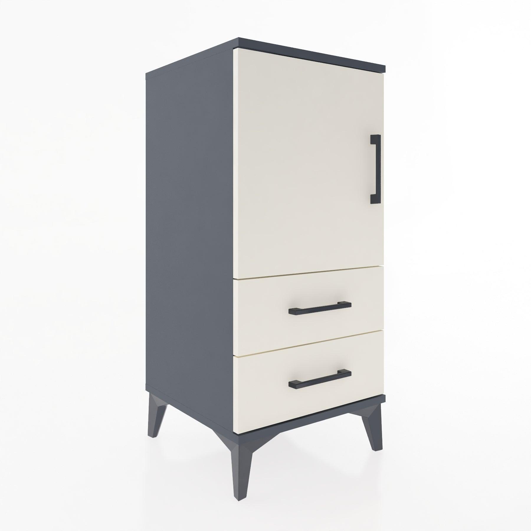 Woodntry Modular Nightstand Anthracite 44x44x84 cm with Cover and Drawer KC27-2