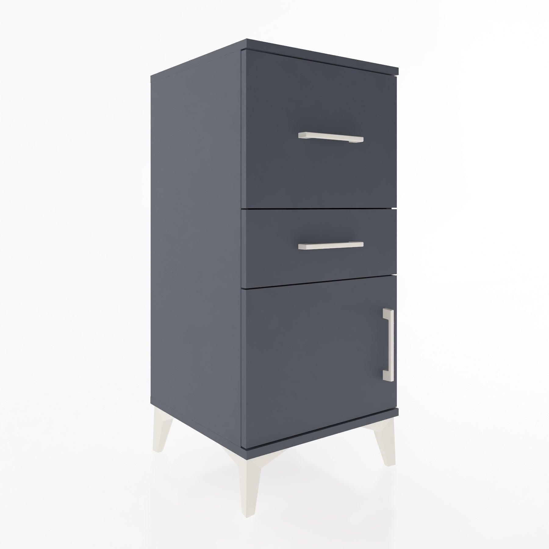 Woodntry Modular Nightstand Anthracite 44x44x84 cm with Cover and Drawer KC49-2