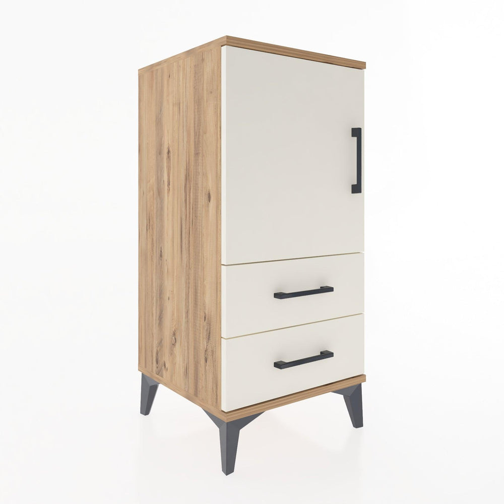 Woodntry Modular Nightstand Pine 44x44x84 cm with Cover and Drawer KC27-3