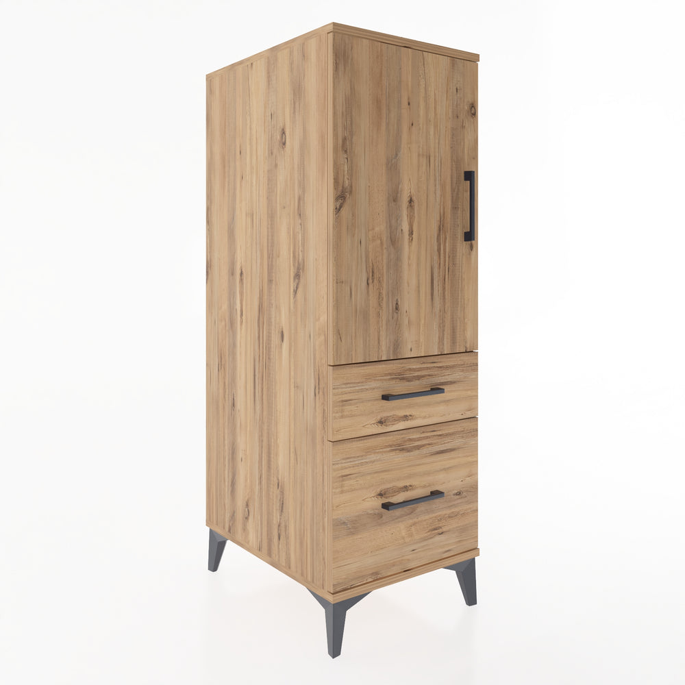 Woodntry Modüler Dolap Çam 44x59x122 cm Kapaklı ve Çekmeceli KC105-3