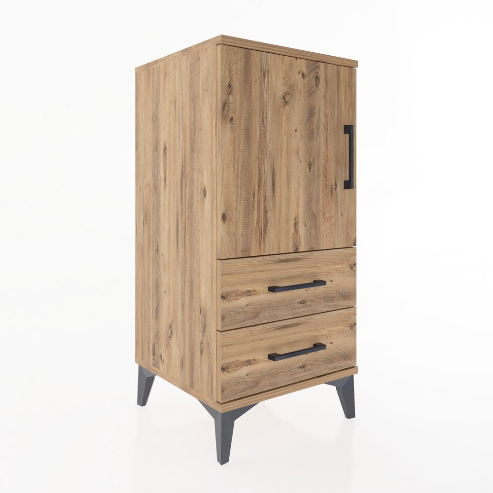 Woodntry Modular Nightstand Pine 44x44x84 cm with Cover and Drawer KC27-3