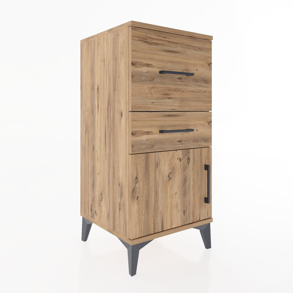 Woodntry Modular Nightstand Pine 44x44x84 cm with Cover and Drawer KC49-3