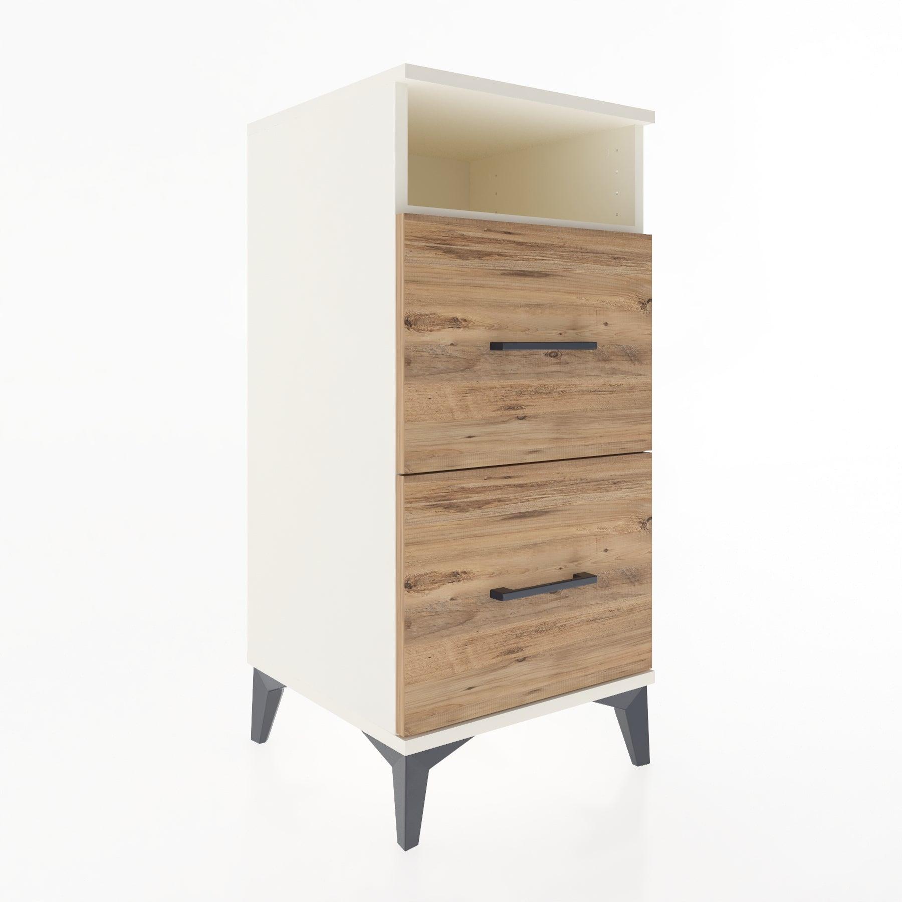 Woodntry Modular Nightstand Moonstone 44x44x84 cm with Drawer and Shelf CR6-1