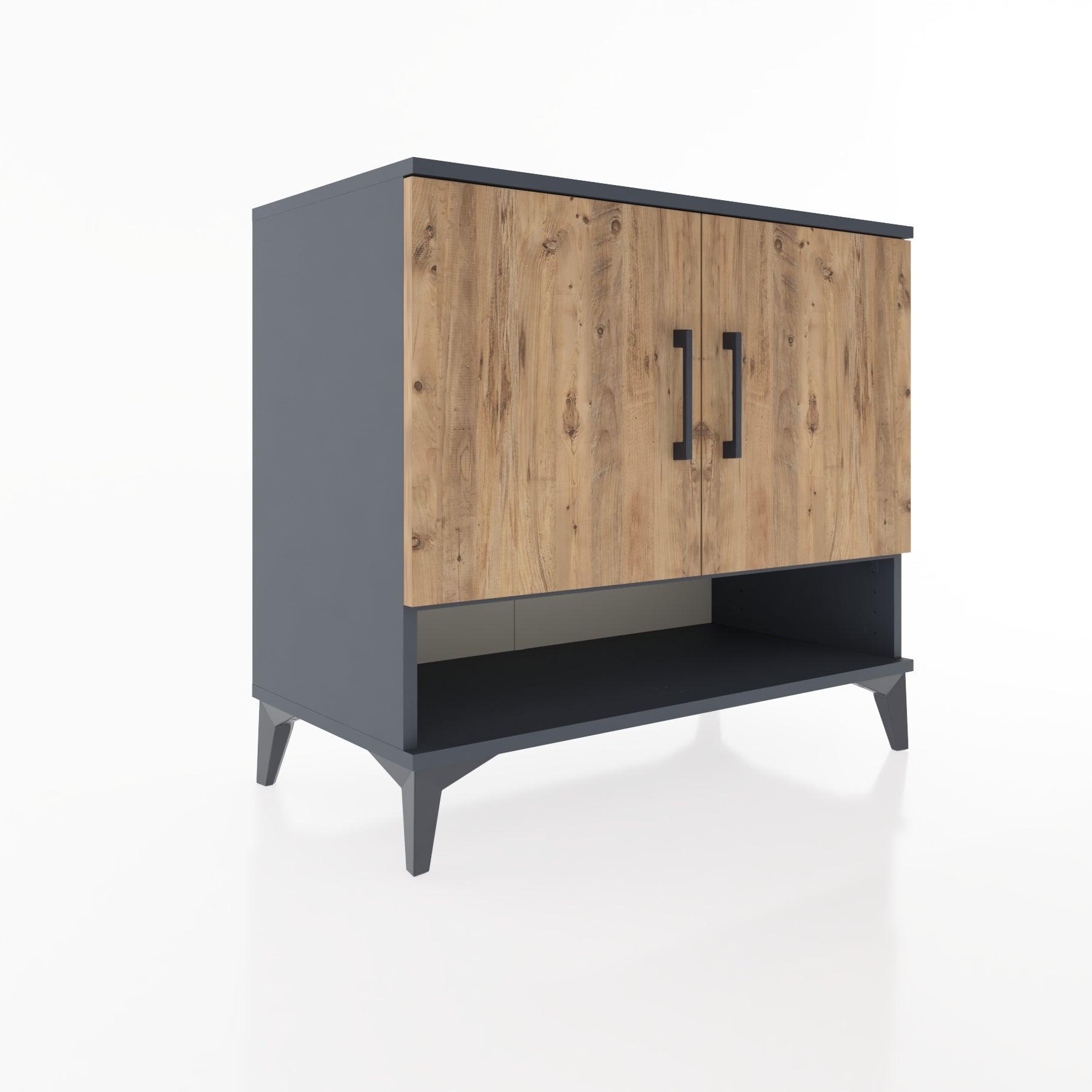 Woodntry Modüler Şifonyer Antrasit 88x44x68 cm Kapaklı ve Raflı KR6-2