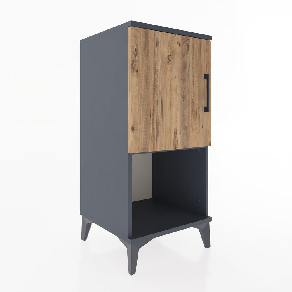 Woodntry Modular Nightstand Anthracite 44x44x84 cm with Cover and Shelf KR28-2