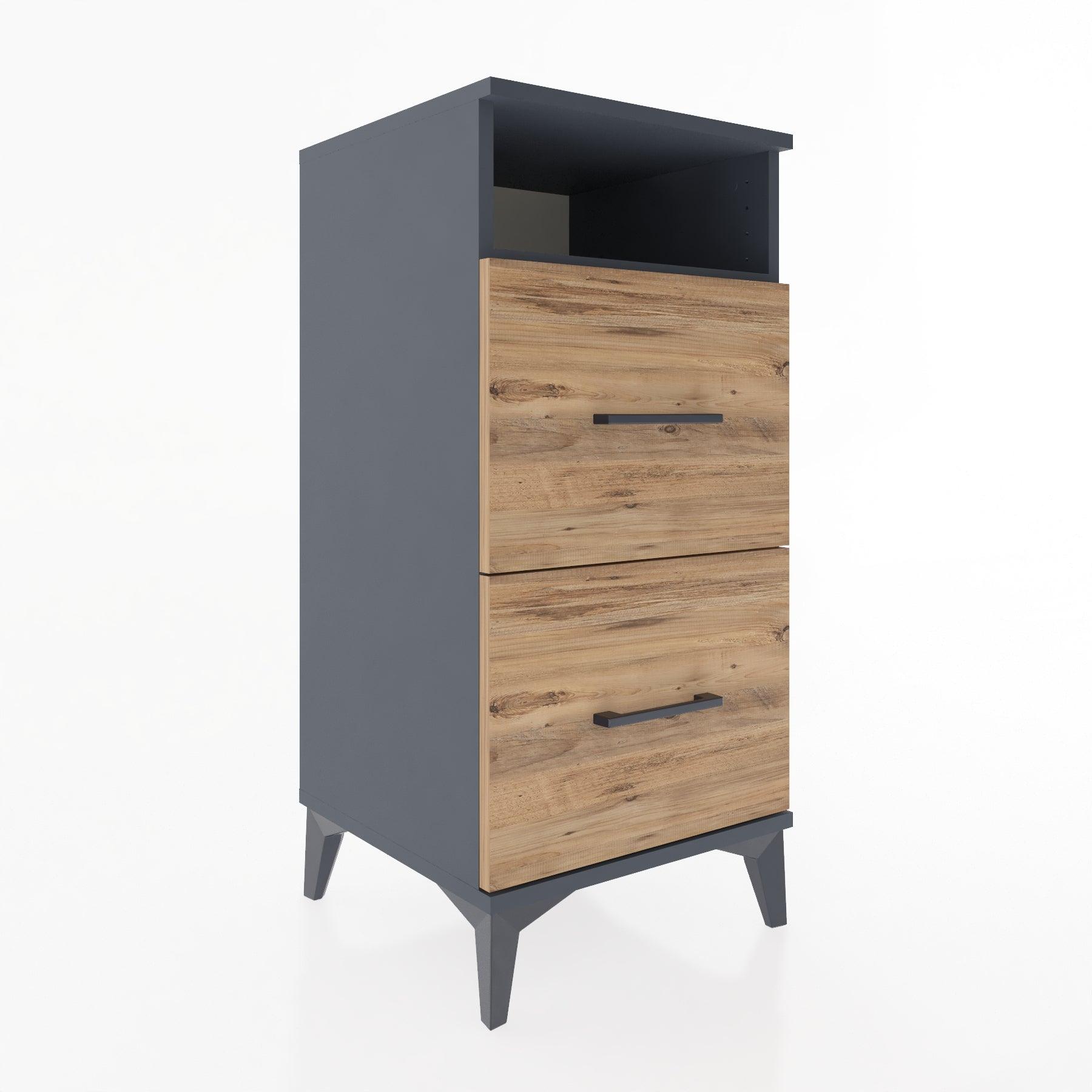 Woodntry Modular Nightstand Anthracite 44x44x84 cm with Drawers and Shelves CR6-2