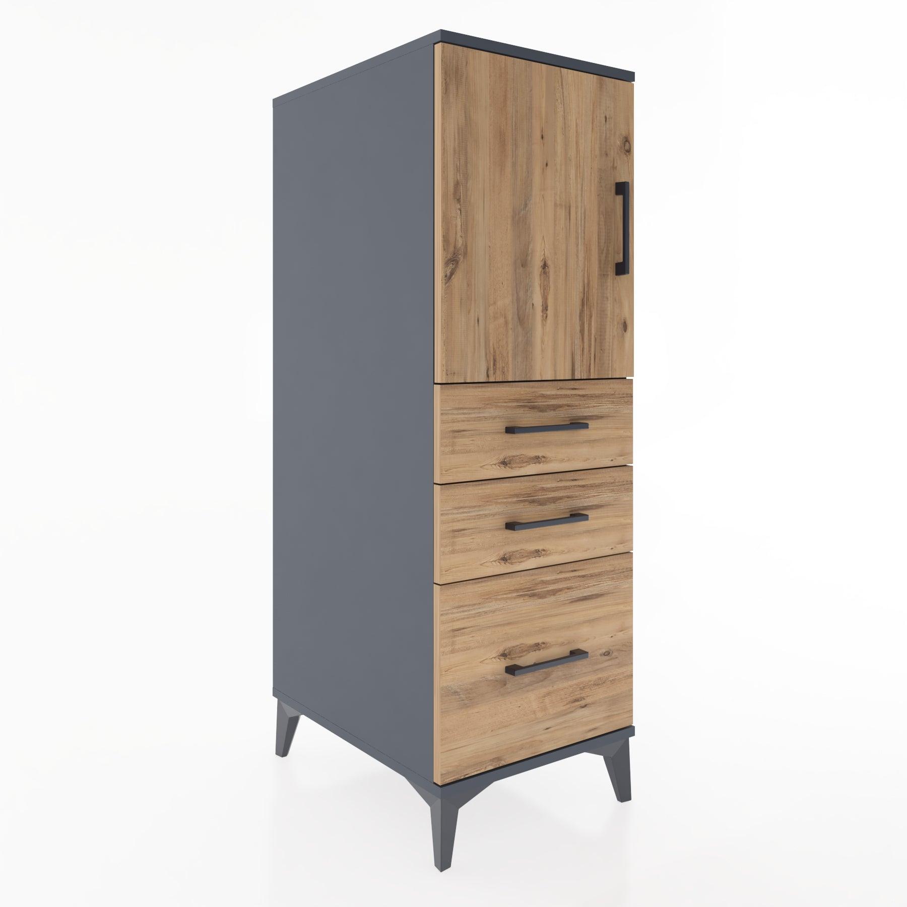 Woodntry Modular Cabinet Anthracite 44x30x122 cm with Doors and Drawers KC6-2