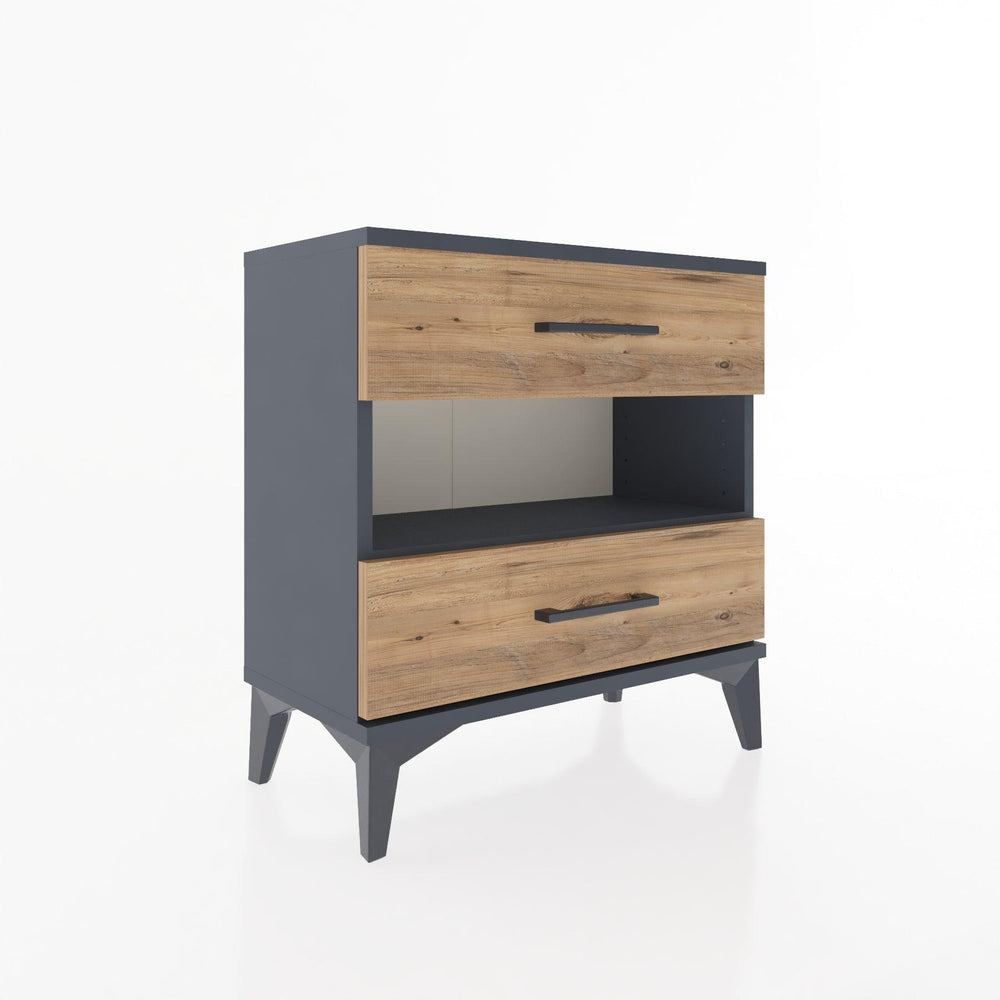 Woodntry Modular Nightstand Anthracite 60x30x52 cm with Drawers and Shelves CR6-2